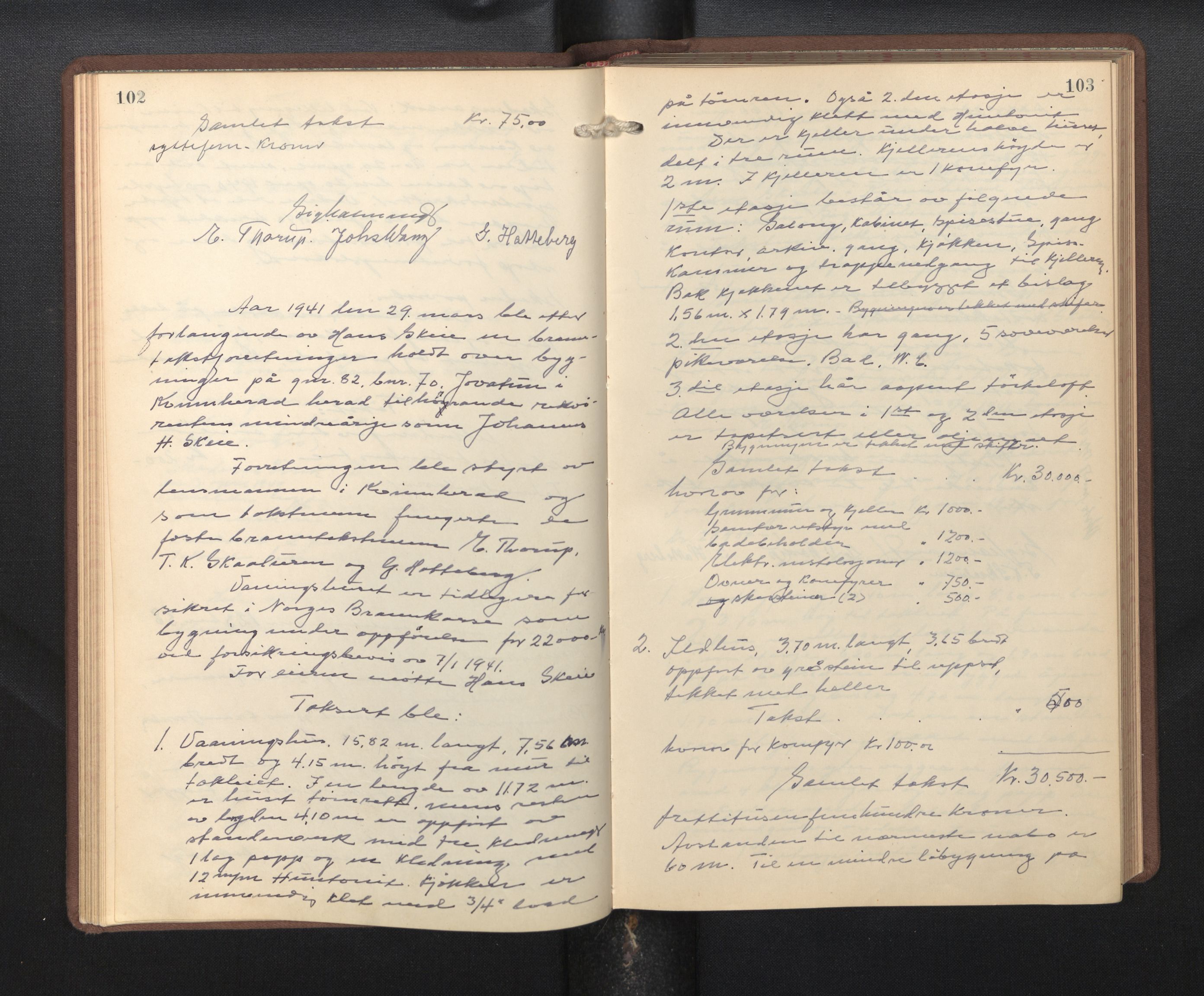 Lensmannen i Kvinnherad, AV/SAB-A-33301/1/0012/L0002: Branntakstprotokoll, 1927-1955, s. 102-103