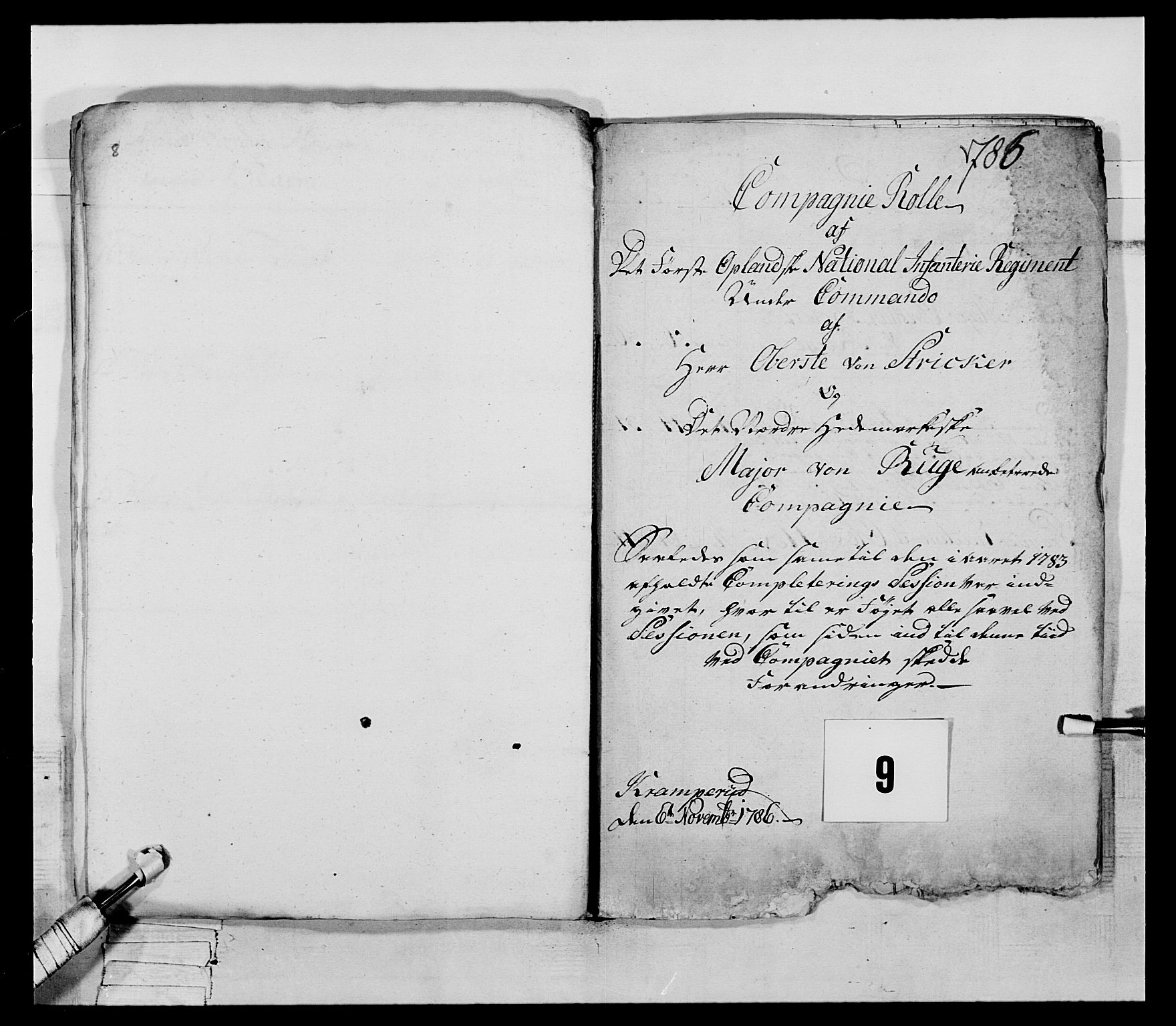 Generalitets- og kommissariatskollegiet, Det kongelige norske kommissariatskollegium, RA/EA-5420/E/Eh/L0060: 1. Opplandske nasjonale infanteriregiment, 1786-1788, s. 165