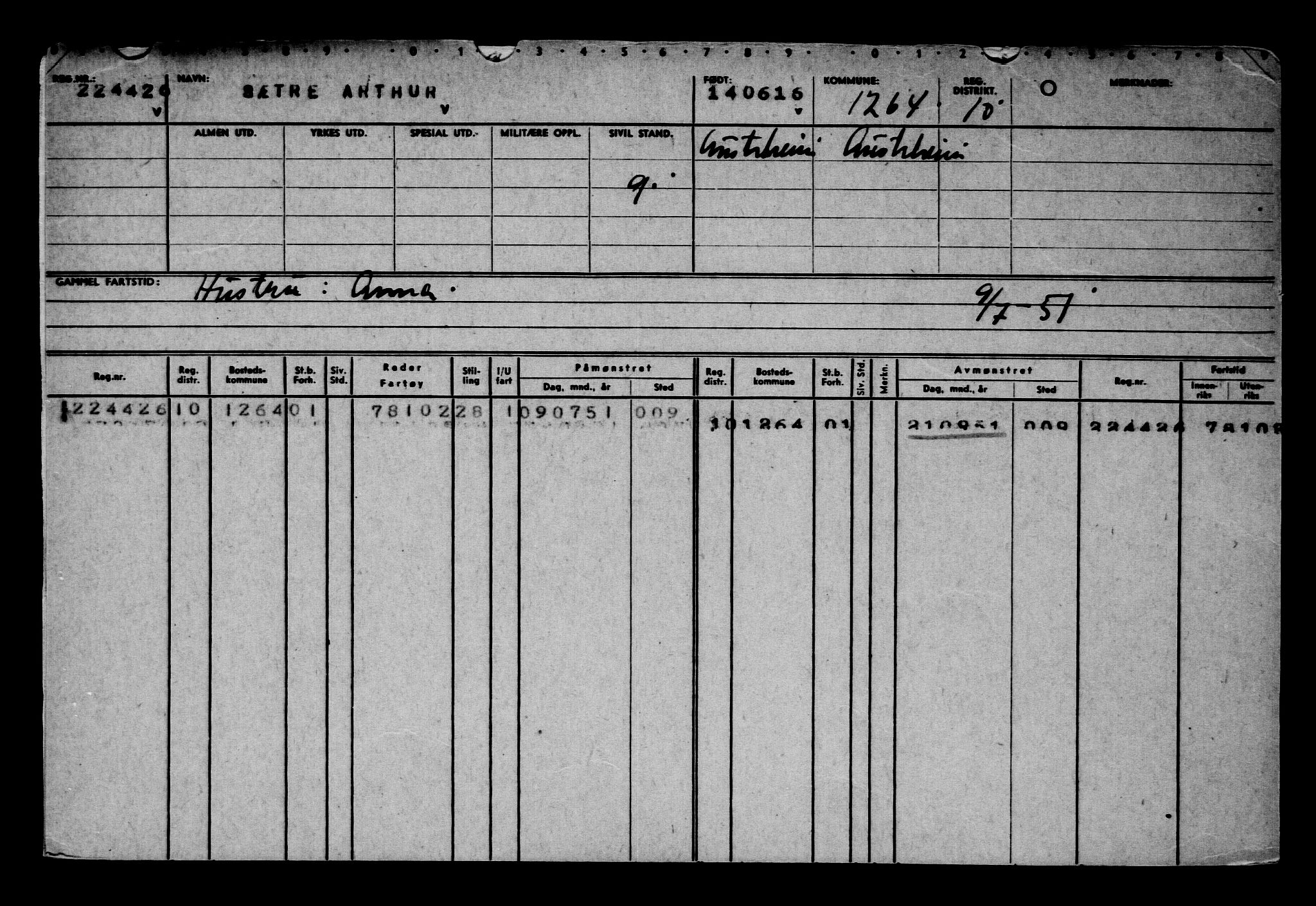 Direktoratet for sjømenn, AV/RA-S-3545/G/Gb/L0140: Hovedkort, 1916, s. 97