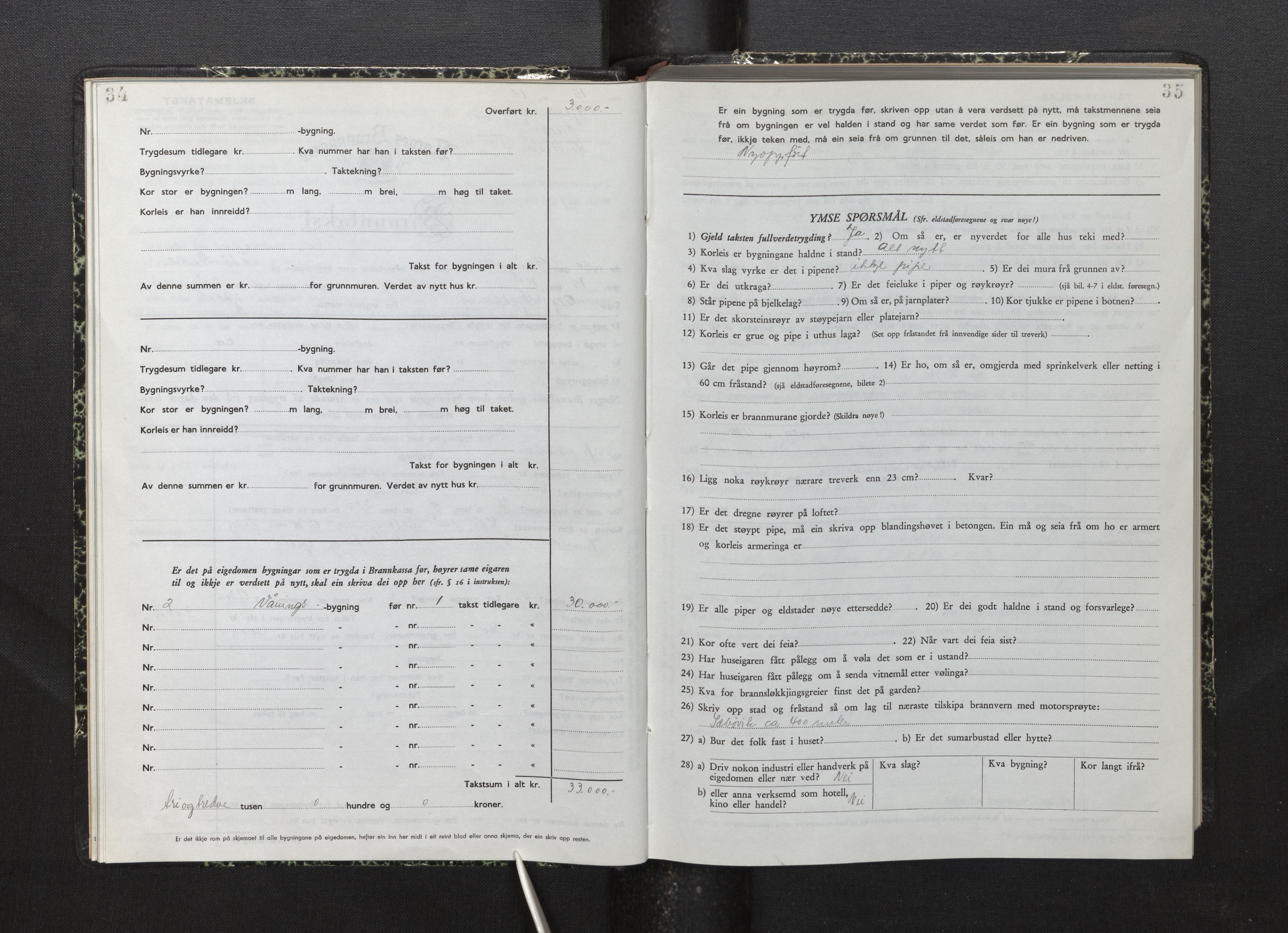 Lensmannen i Fjelberg, AV/SAB-A-32101/0012/L0008: Branntakstprotokoll, skjematakst, 1949-1955, s. 34-35