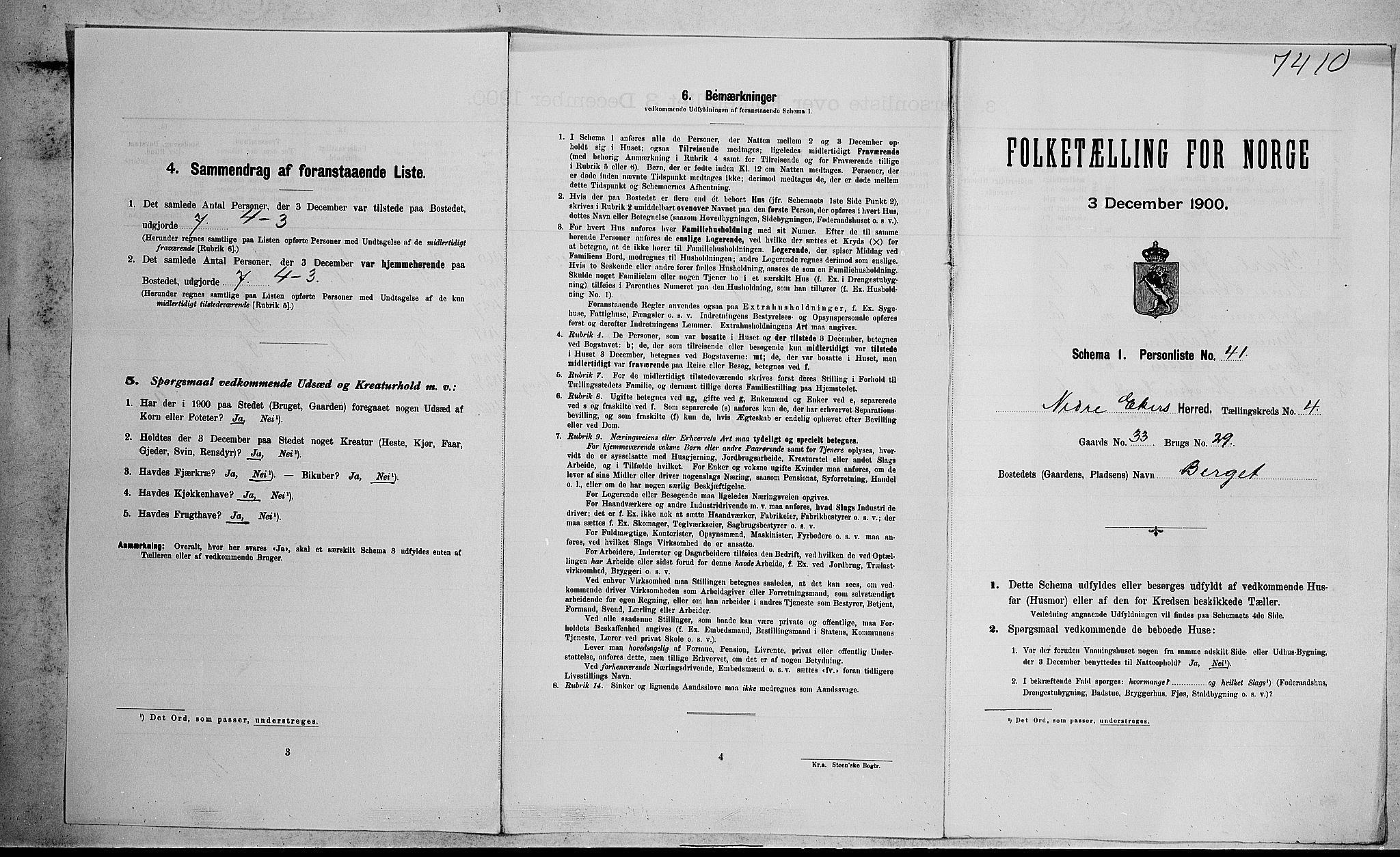 RA, Folketelling 1900 for 0625 Nedre Eiker herred, 1900, s. 539