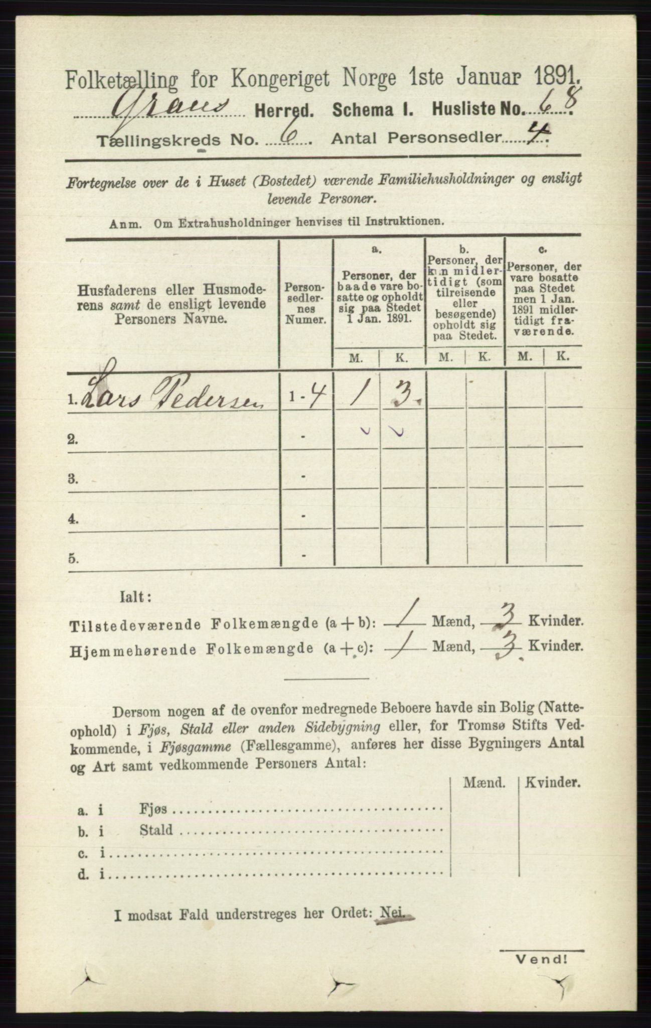 RA, Folketelling 1891 for 0534 Gran herred, 1891, s. 2222