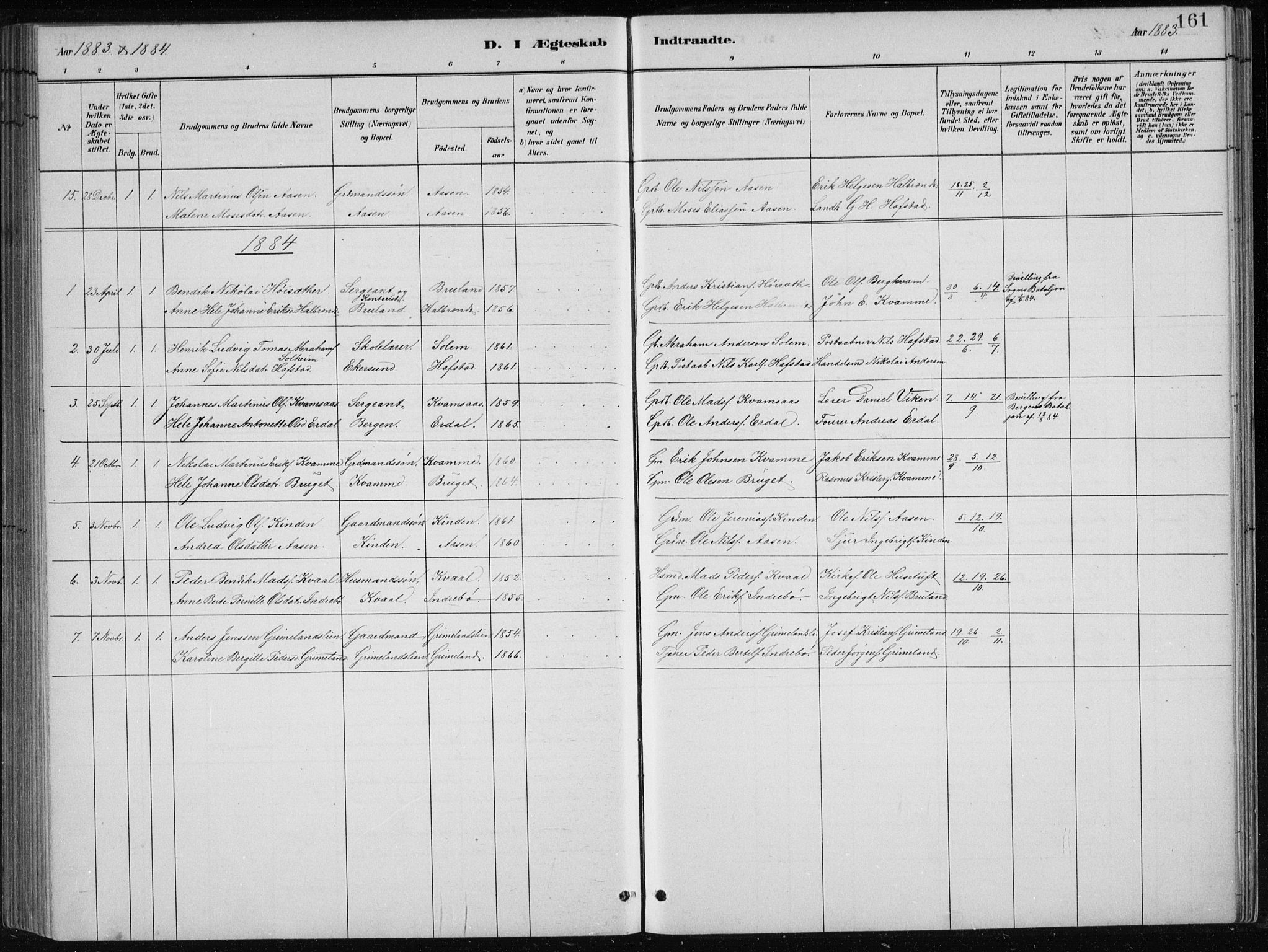 Førde sokneprestembete, AV/SAB-A-79901/H/Hab/Haba/L0002: Klokkerbok nr. A 2, 1881-1898, s. 161