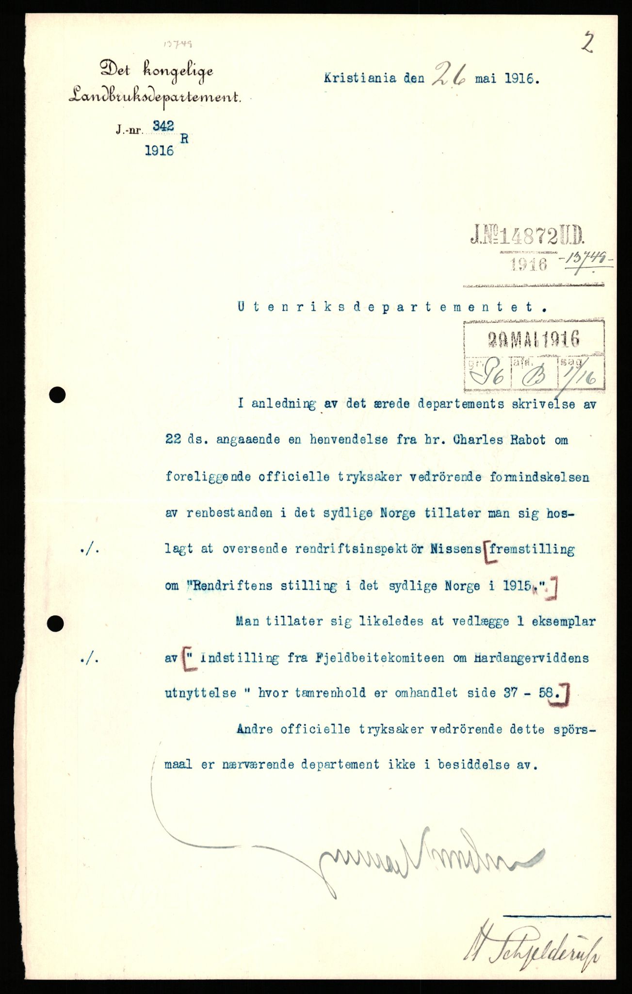 Utenriksdepartementet, AV/RA-S-2259, 1916-1917