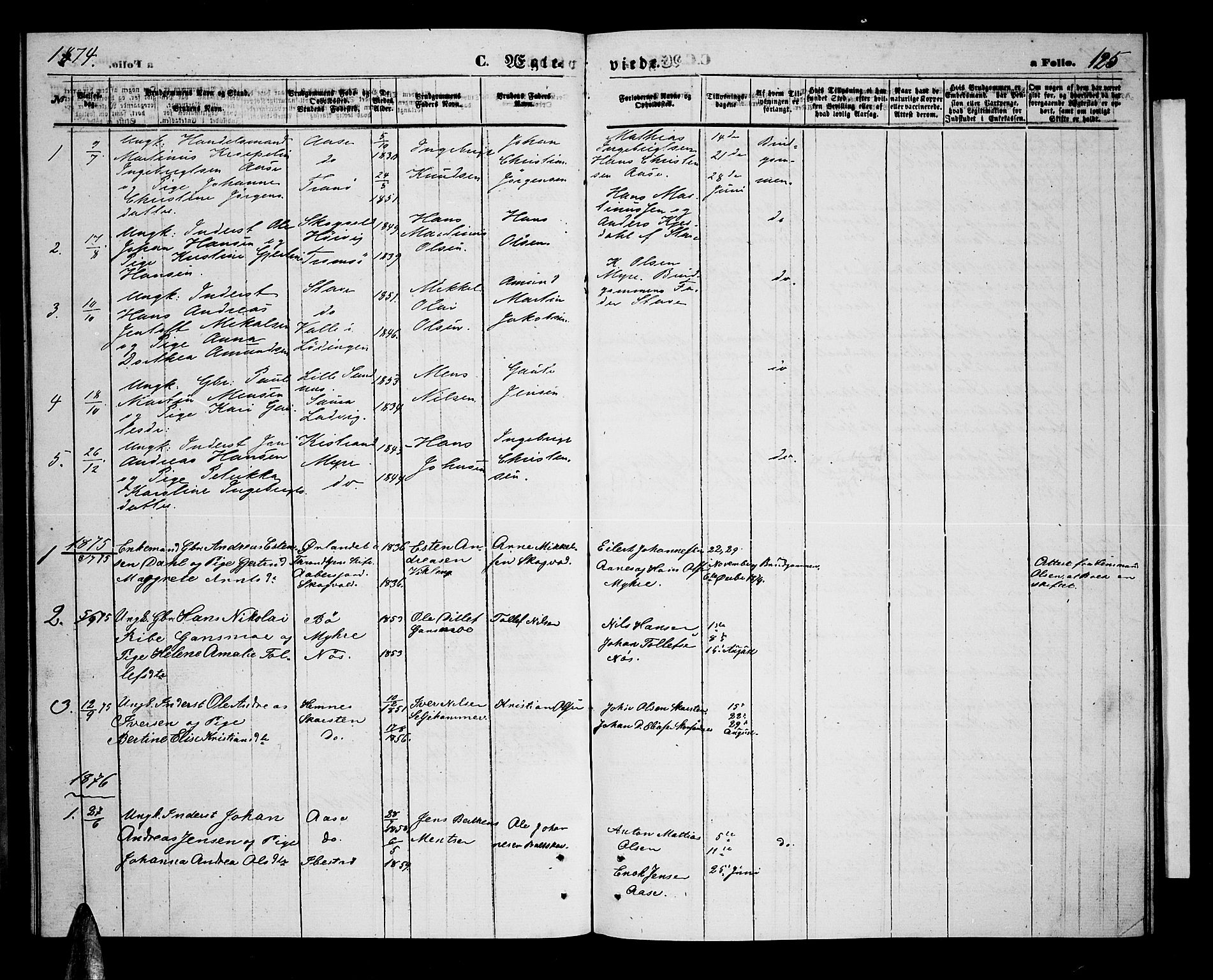 Ministerialprotokoller, klokkerbøker og fødselsregistre - Nordland, AV/SAT-A-1459/897/L1412: Klokkerbok nr. 897C02, 1867-1886, s. 125