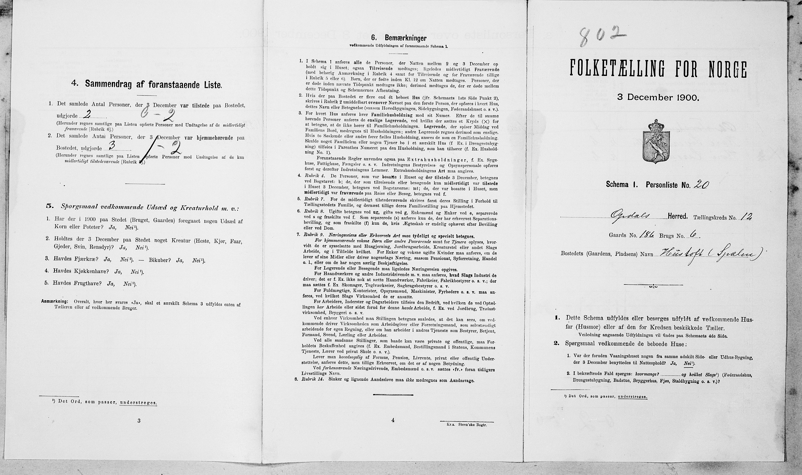 SAT, Folketelling 1900 for 1634 Oppdal herred, 1900, s. 990