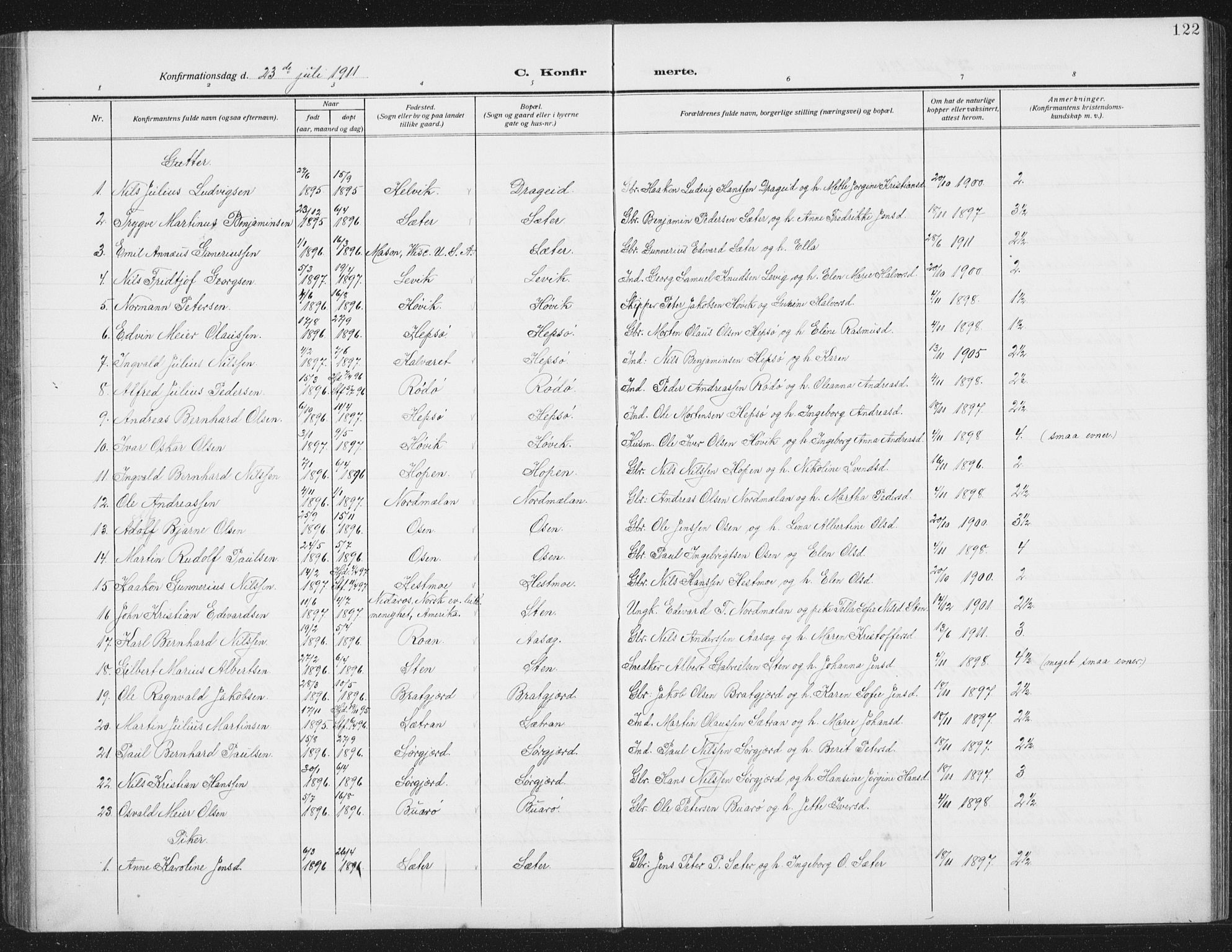 Ministerialprotokoller, klokkerbøker og fødselsregistre - Sør-Trøndelag, AV/SAT-A-1456/658/L0727: Klokkerbok nr. 658C03, 1909-1935, s. 122