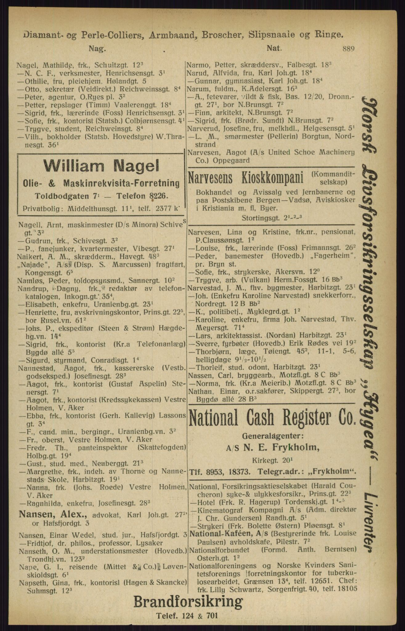 Kristiania/Oslo adressebok, PUBL/-, 1916, s. 889