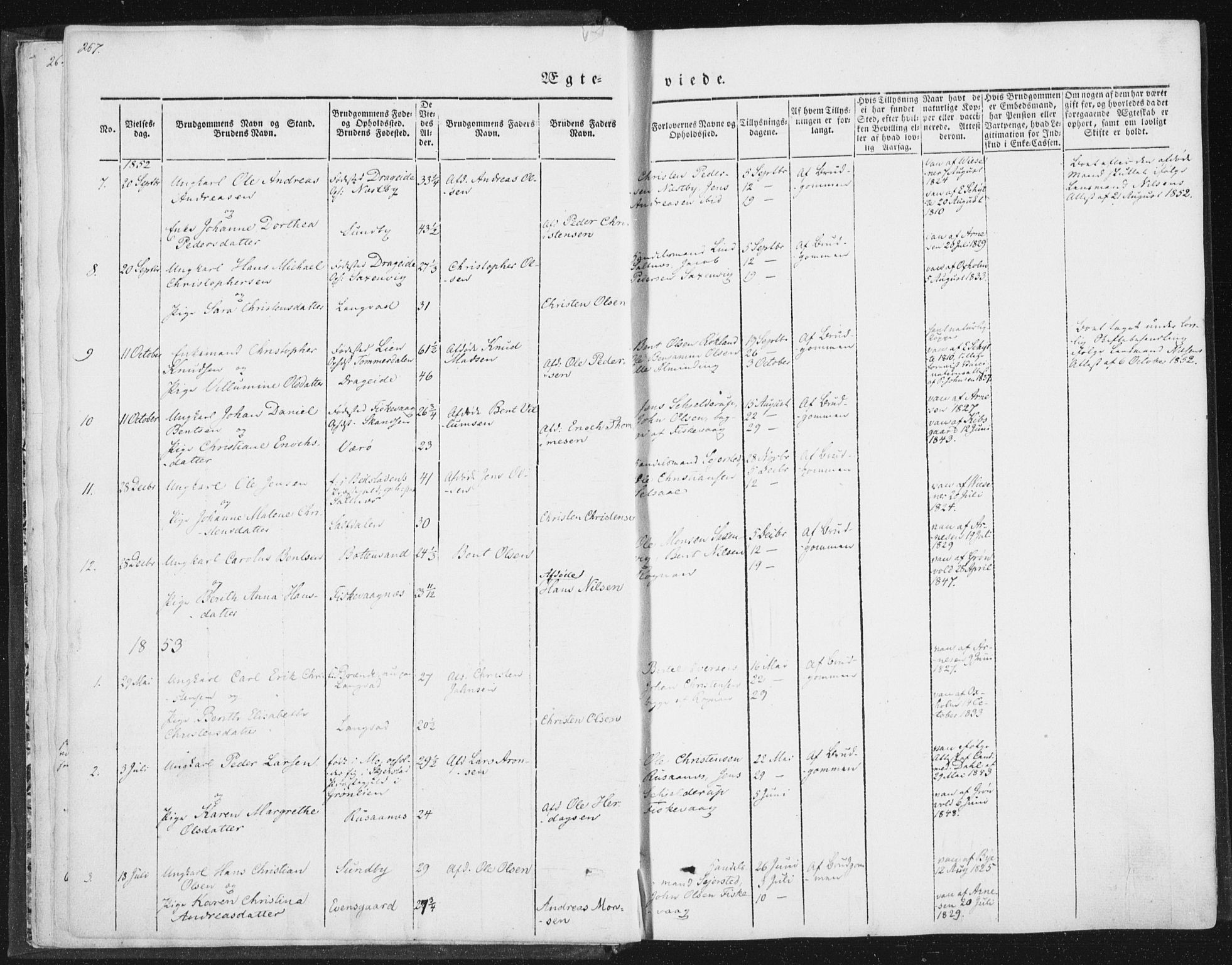 Ministerialprotokoller, klokkerbøker og fødselsregistre - Nordland, SAT/A-1459/847/L0667: Ministerialbok nr. 847A07, 1842-1871, s. 267