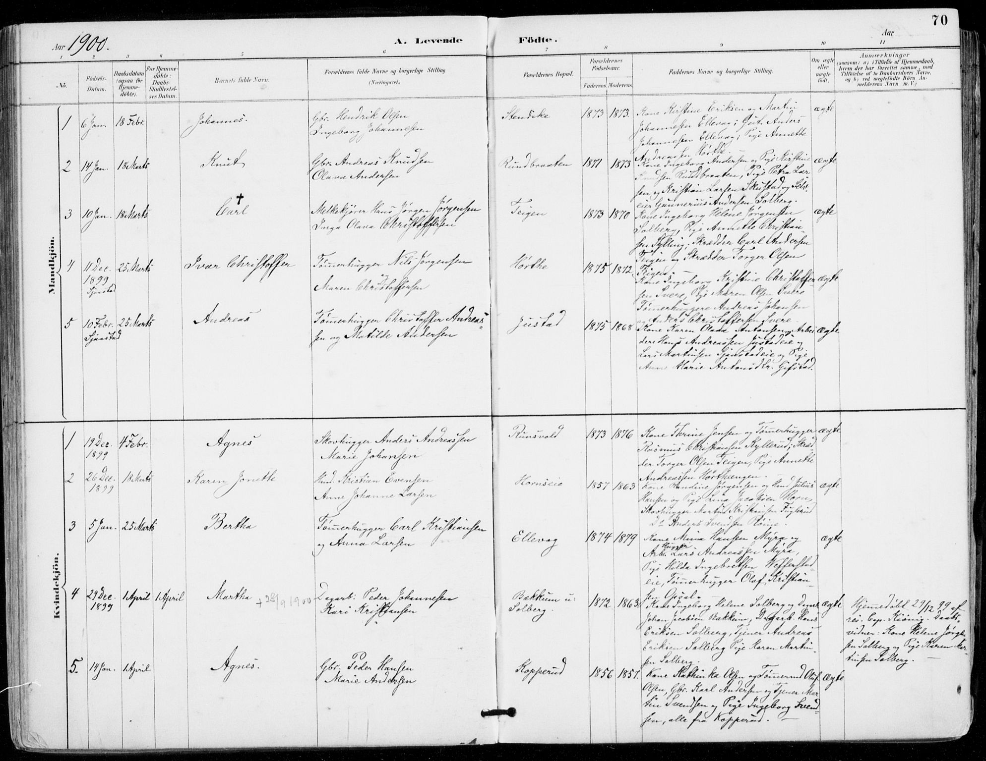 Sylling kirkebøker, AV/SAKO-A-247/F/Fa/L0001: Ministerialbok nr. 1, 1883-1910, s. 70