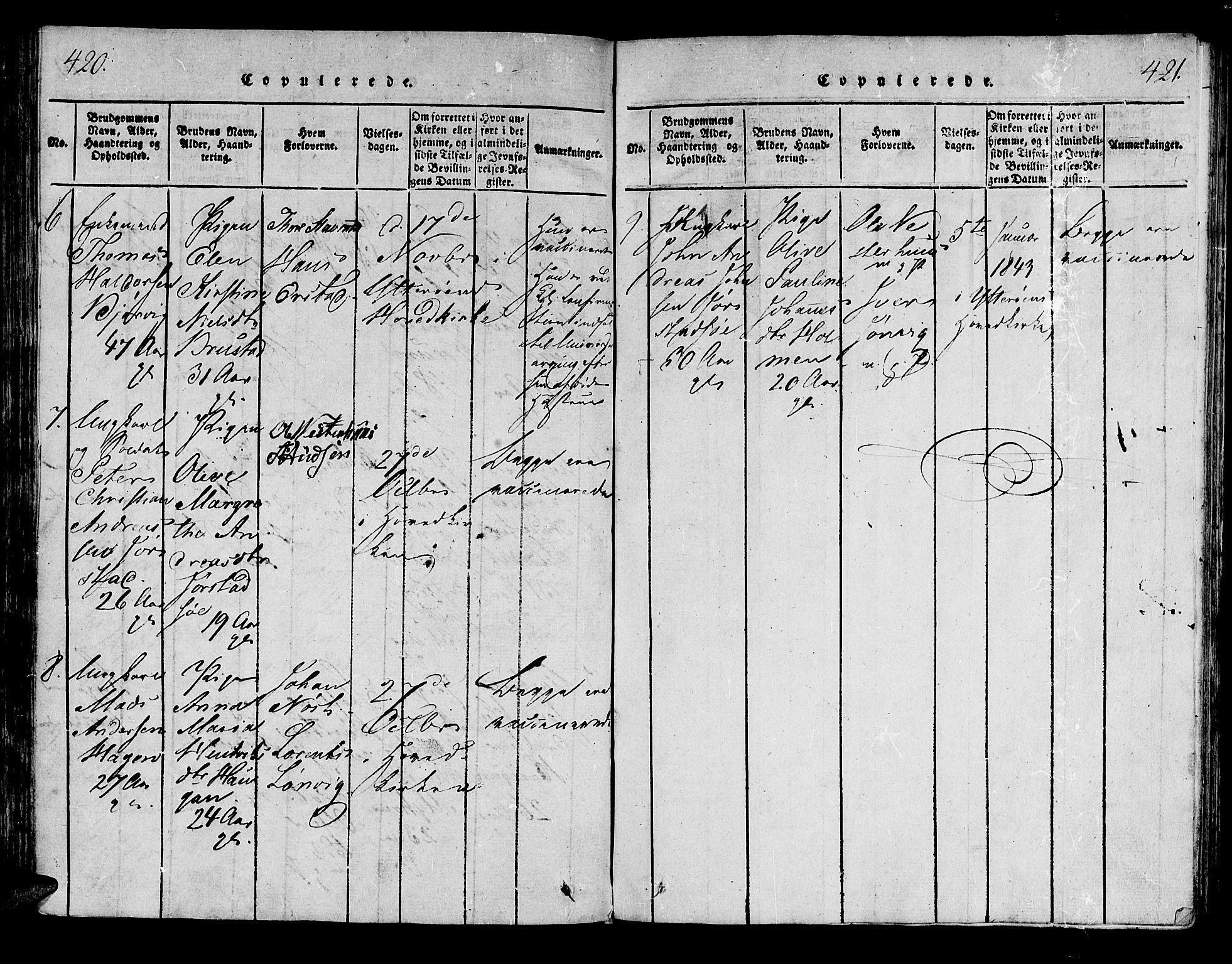 Ministerialprotokoller, klokkerbøker og fødselsregistre - Nord-Trøndelag, SAT/A-1458/722/L0217: Ministerialbok nr. 722A04, 1817-1842, s. 420-421