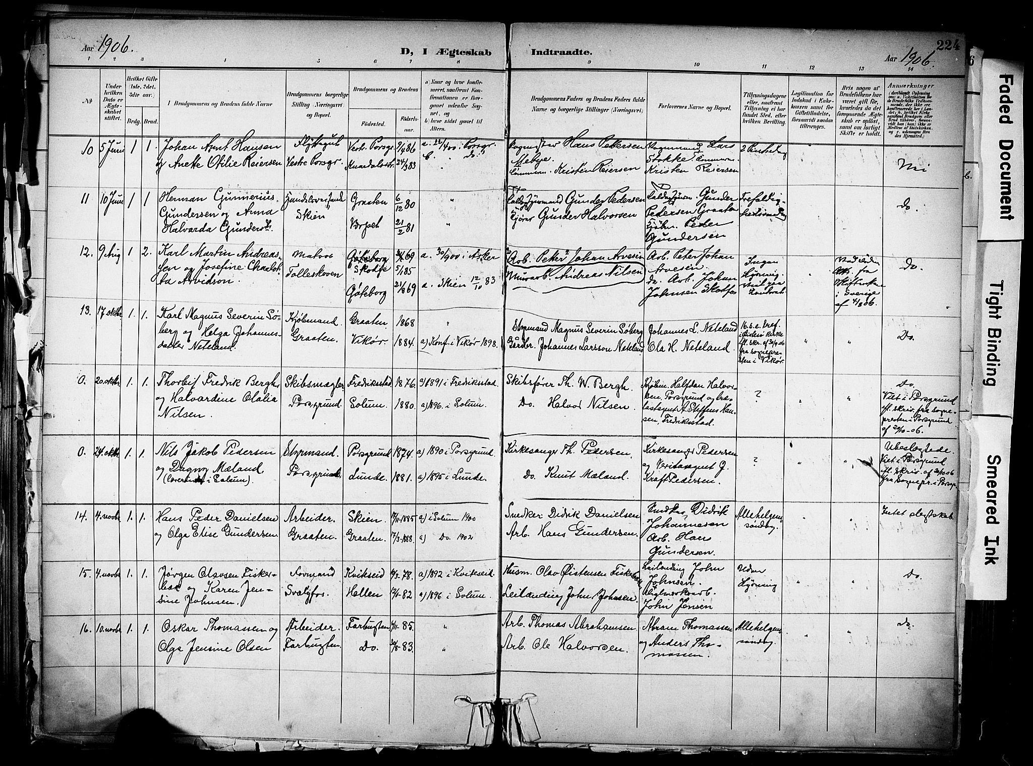 Solum kirkebøker, AV/SAKO-A-306/F/Fa/L0011: Ministerialbok nr. I 11, 1898-1909, s. 224