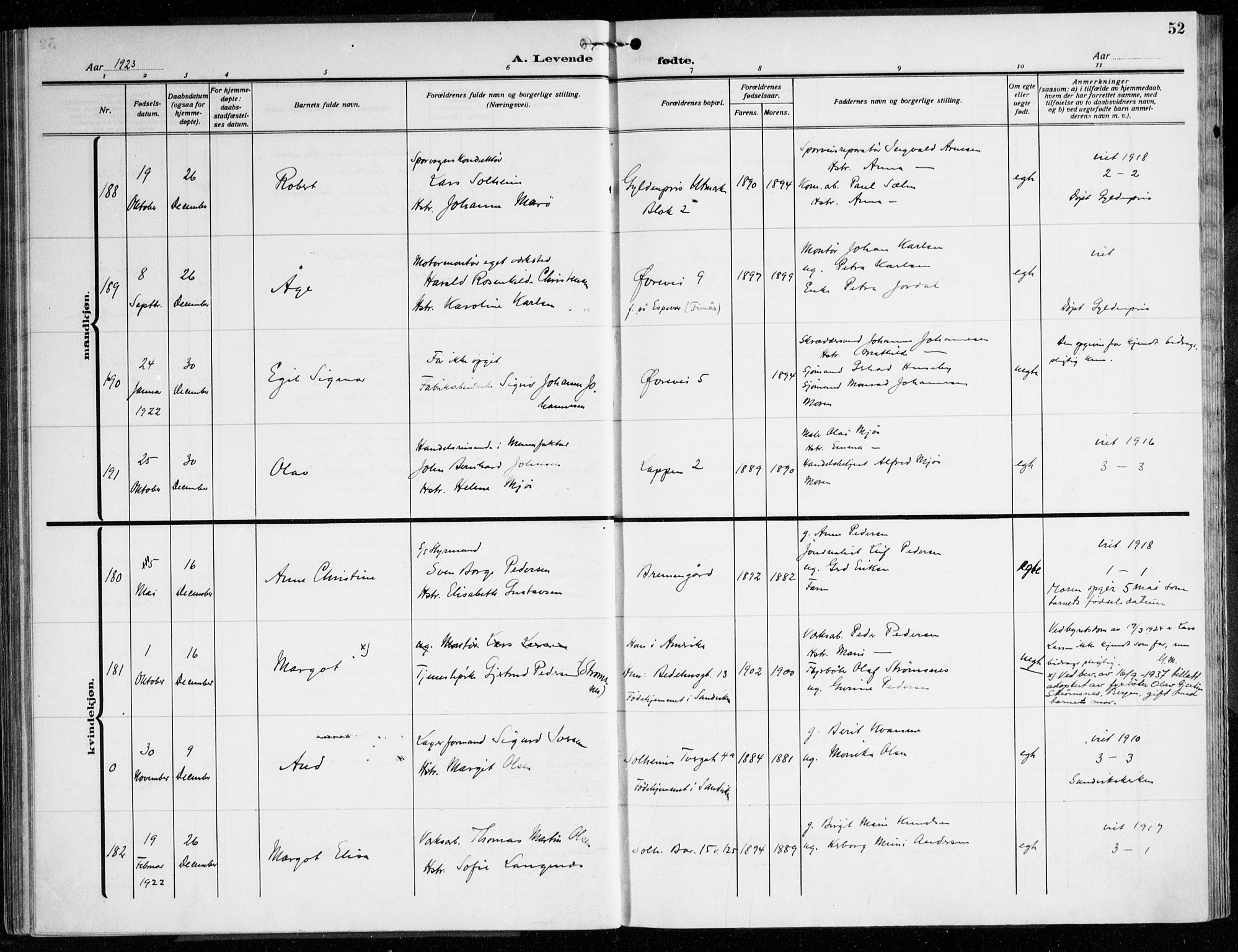 Årstad Sokneprestembete, AV/SAB-A-79301/H/Haa/L0005: Ministerialbok nr. A 5, 1923-1925, s. 52