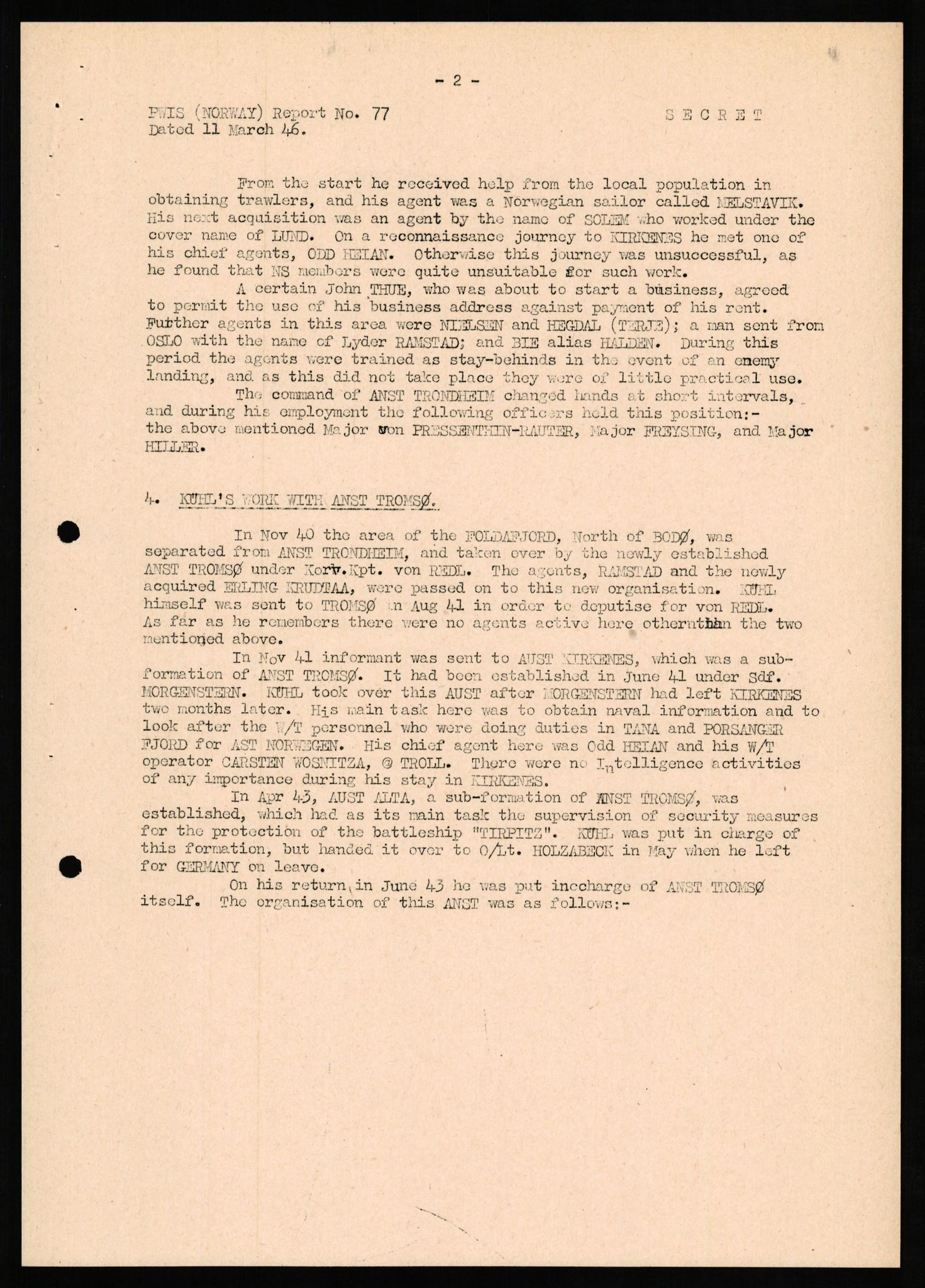 Forsvaret, Forsvarets overkommando II, AV/RA-RAFA-3915/D/Db/L0019: CI Questionaires. Tyske okkupasjonsstyrker i Norge. Tyskere., 1945-1946, s. 18
