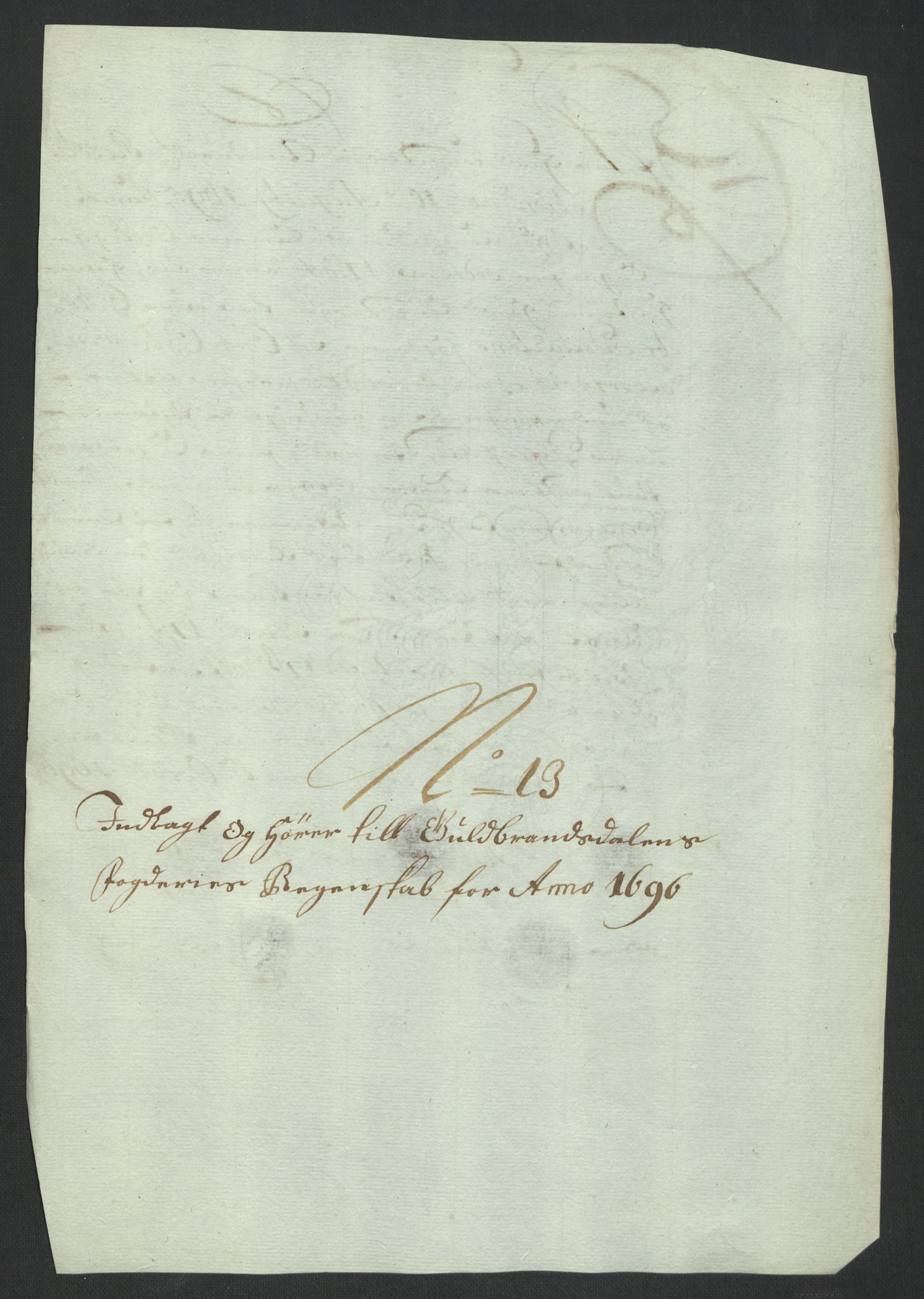 Rentekammeret inntil 1814, Reviderte regnskaper, Fogderegnskap, RA/EA-4092/R17/L1170: Fogderegnskap Gudbrandsdal, 1696-1697, s. 147