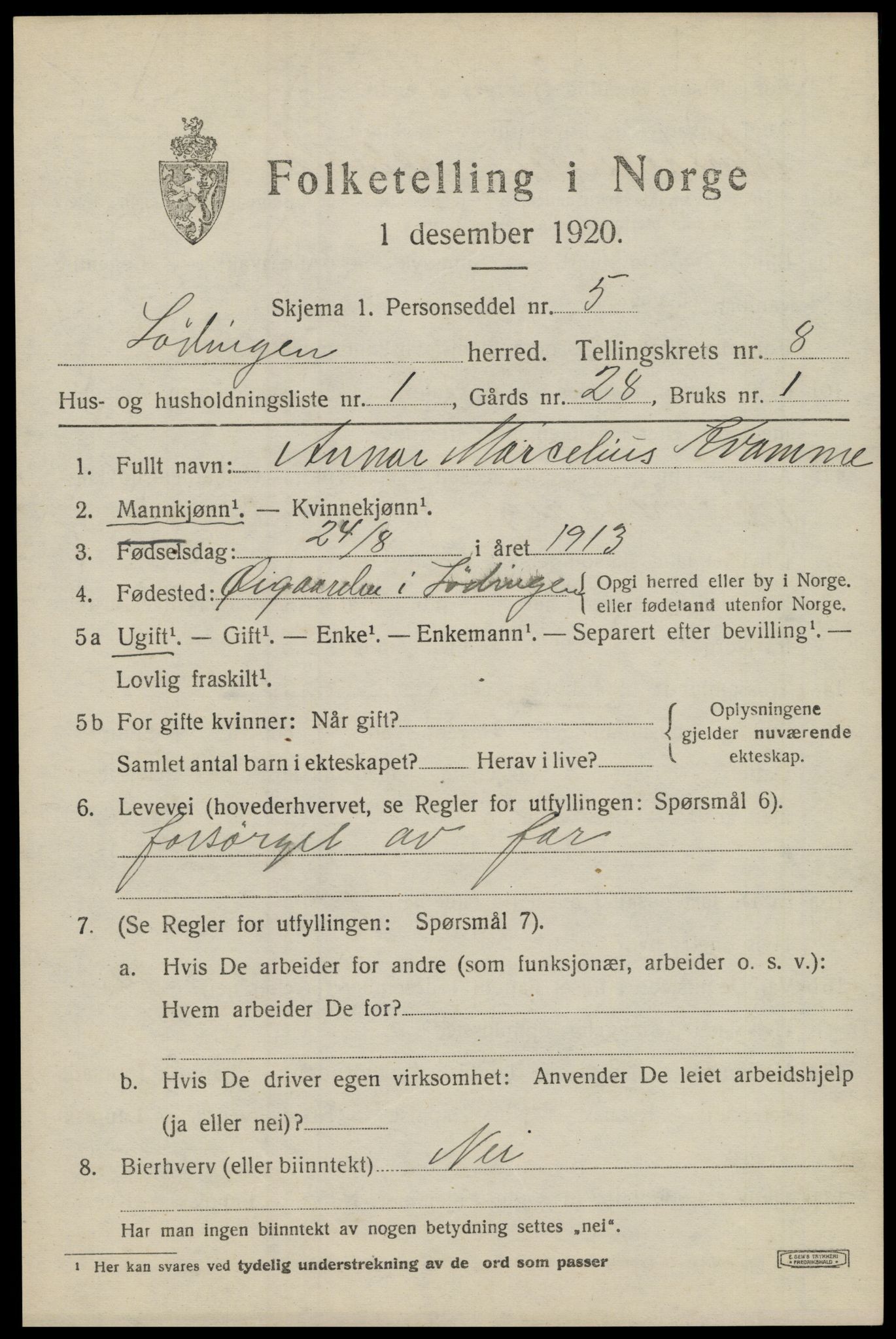 SAT, Folketelling 1920 for 1851 Lødingen herred, 1920, s. 5299