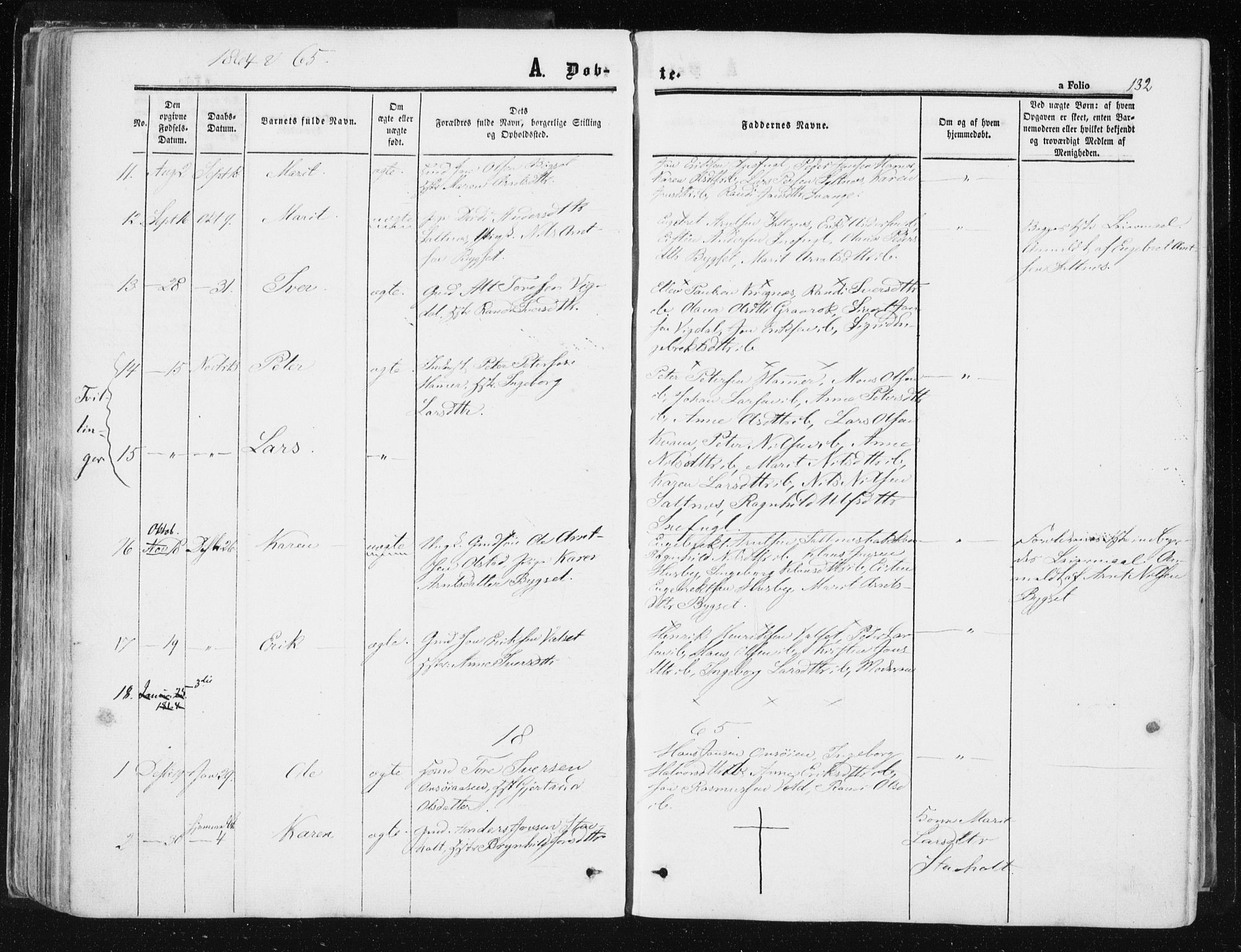 Ministerialprotokoller, klokkerbøker og fødselsregistre - Sør-Trøndelag, SAT/A-1456/612/L0377: Ministerialbok nr. 612A09, 1859-1877, s. 132