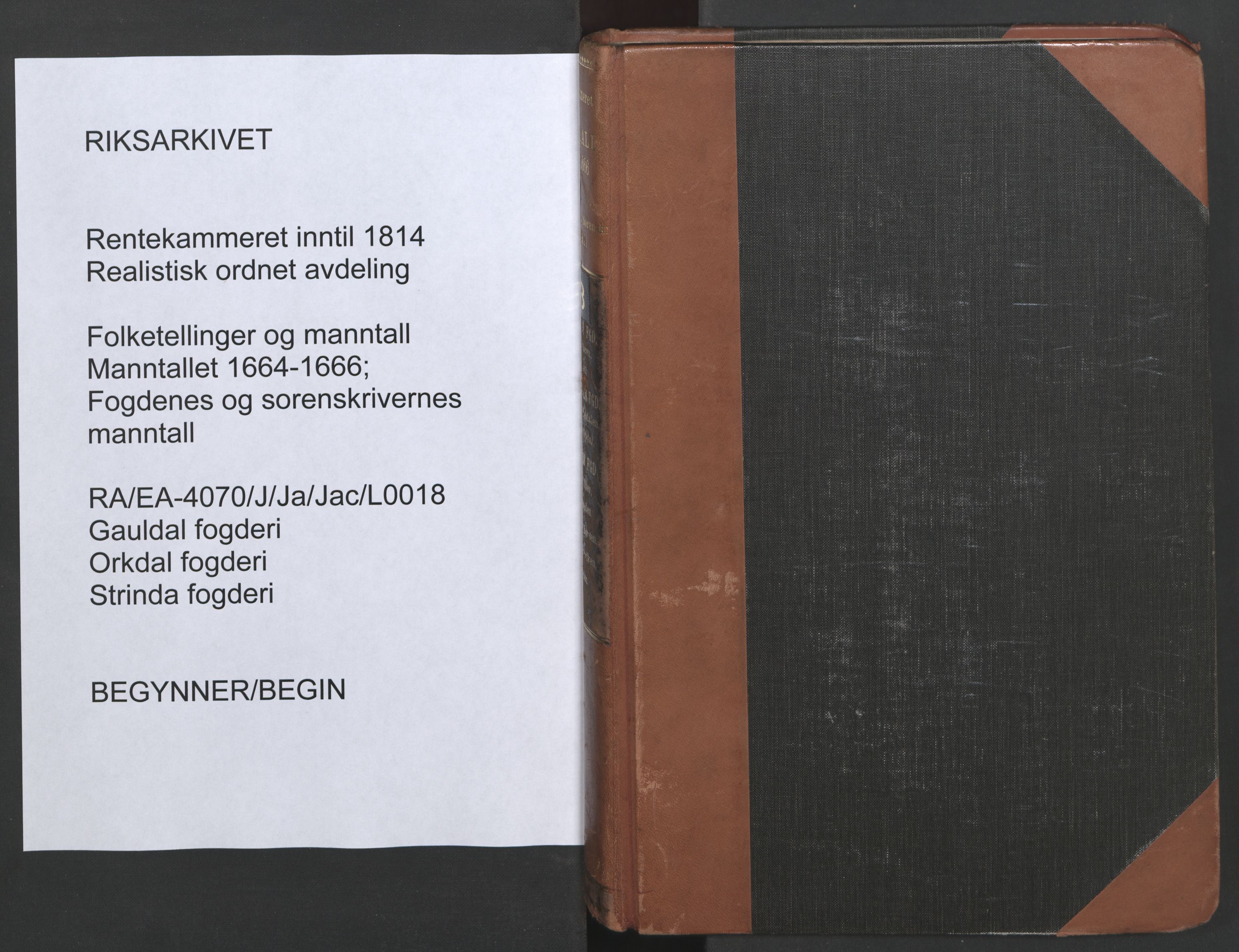 RA, Fogdenes og sorenskrivernes manntall 1664-1666, nr. 18: Gauldal fogderi, Strinda fogderi og Orkdal fogderi, 1664