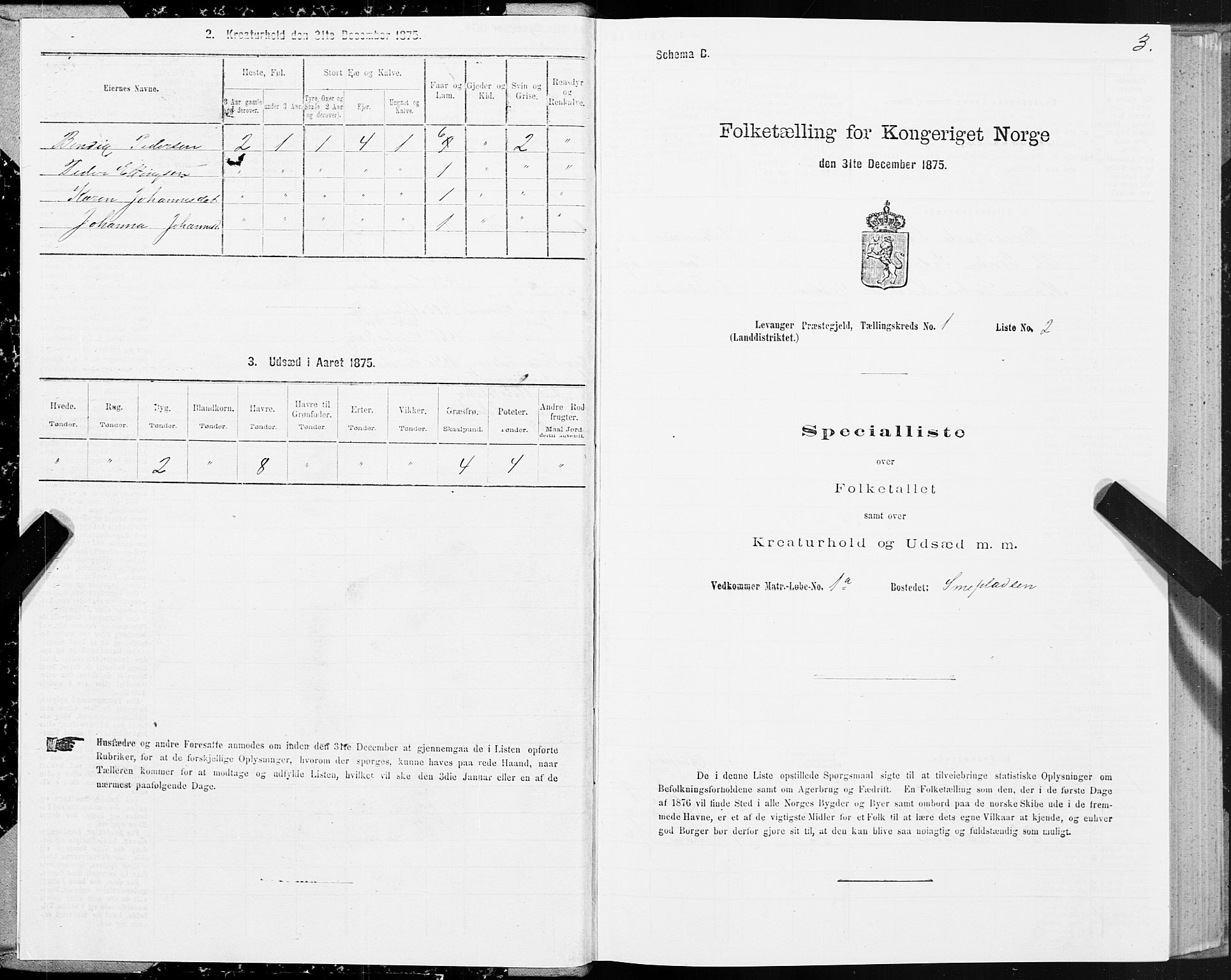 SAT, Folketelling 1875 for 1720L Levanger prestegjeld, Levanger landsokn, 1875, s. 1003