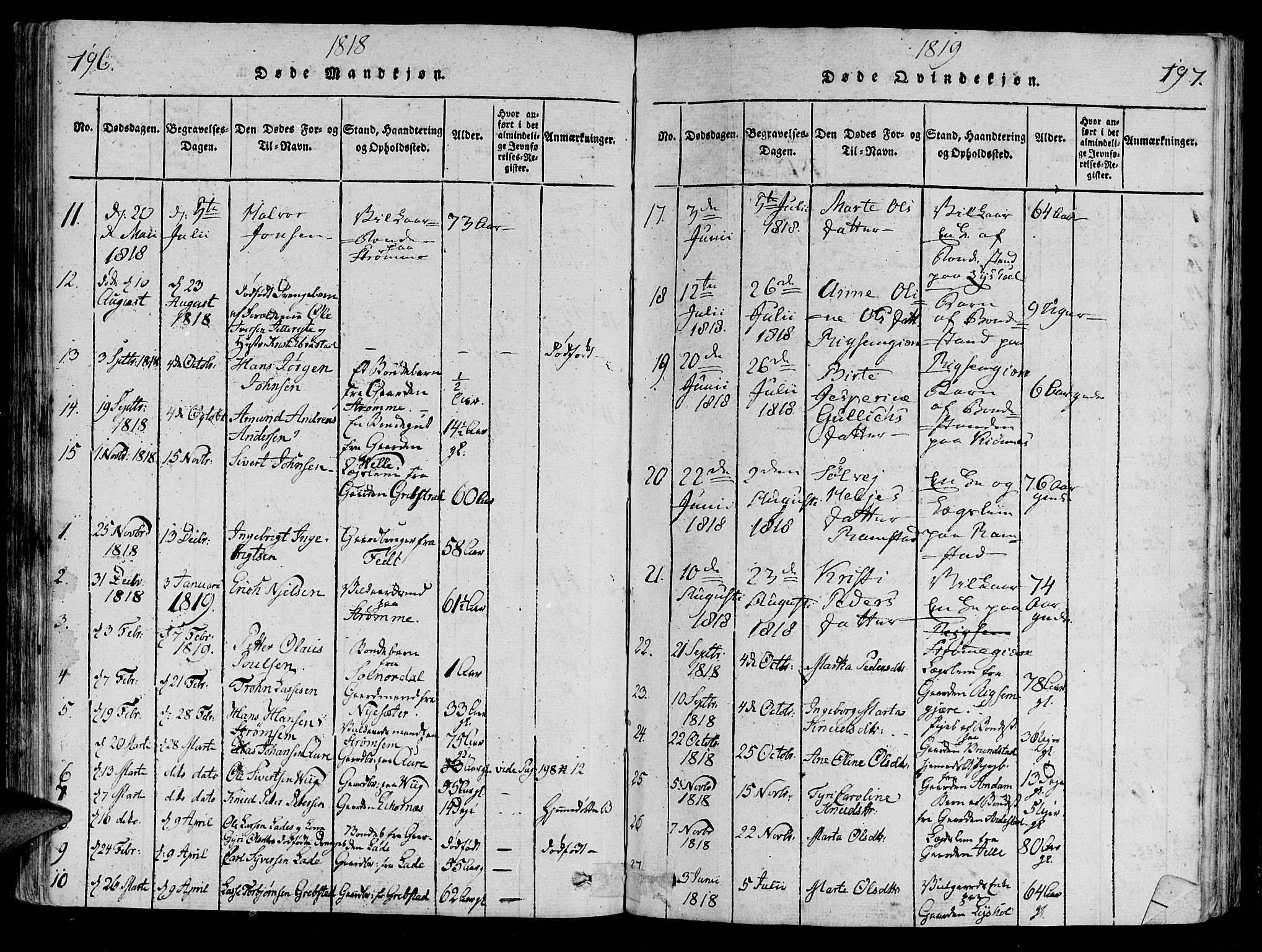 Ministerialprotokoller, klokkerbøker og fødselsregistre - Møre og Romsdal, SAT/A-1454/522/L0310: Ministerialbok nr. 522A05, 1816-1832, s. 196-197