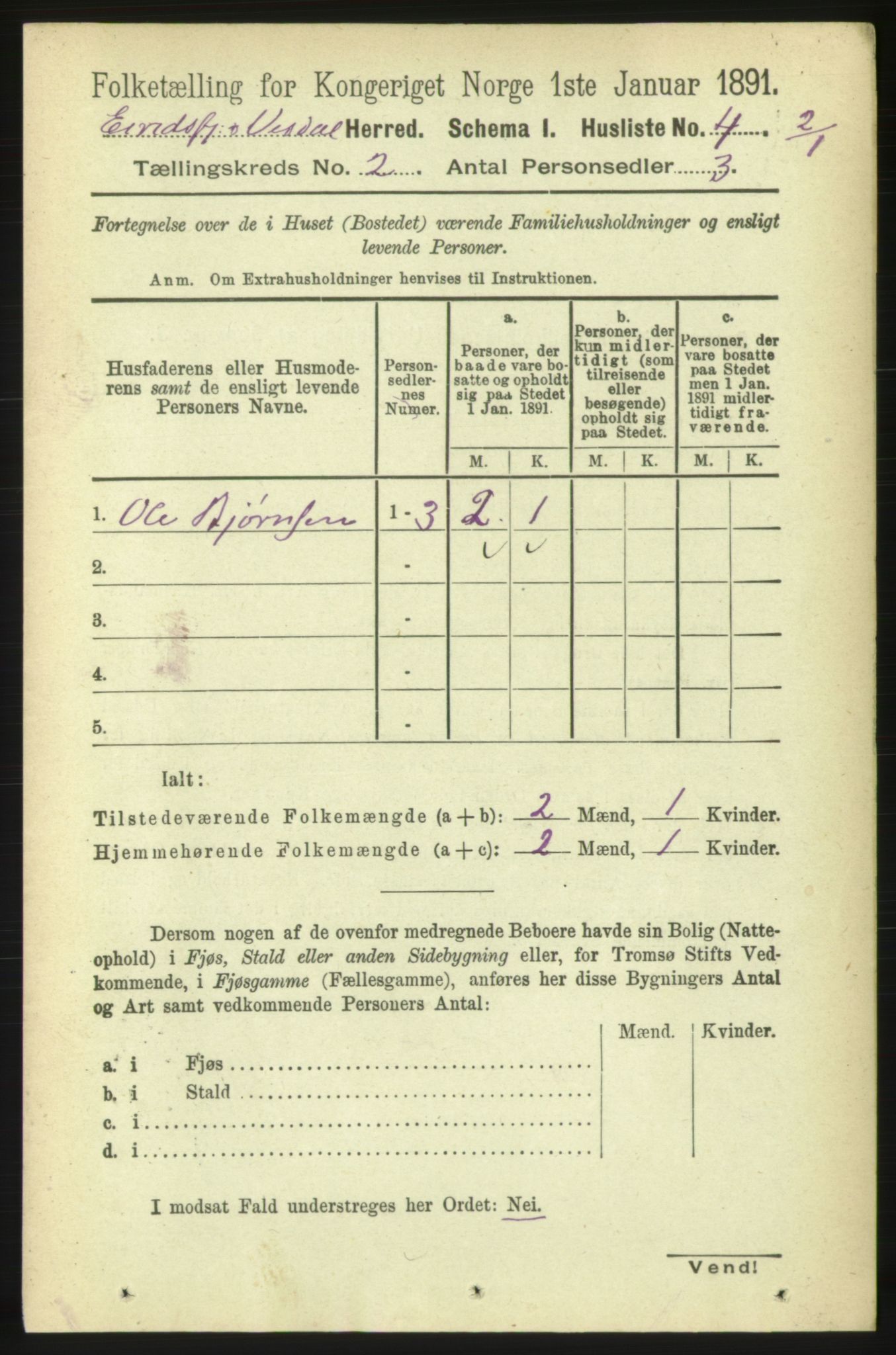 RA, Folketelling 1891 for 1542 Eresfjord og Vistdal herred, 1891, s. 312