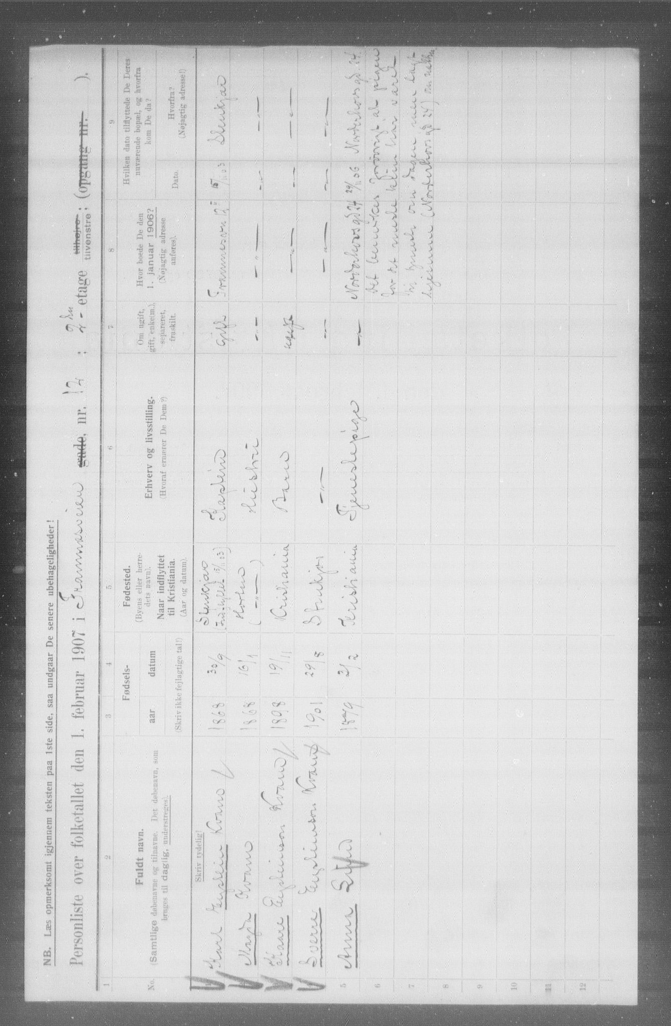 OBA, Kommunal folketelling 1.2.1907 for Kristiania kjøpstad, 1907, s. 12979