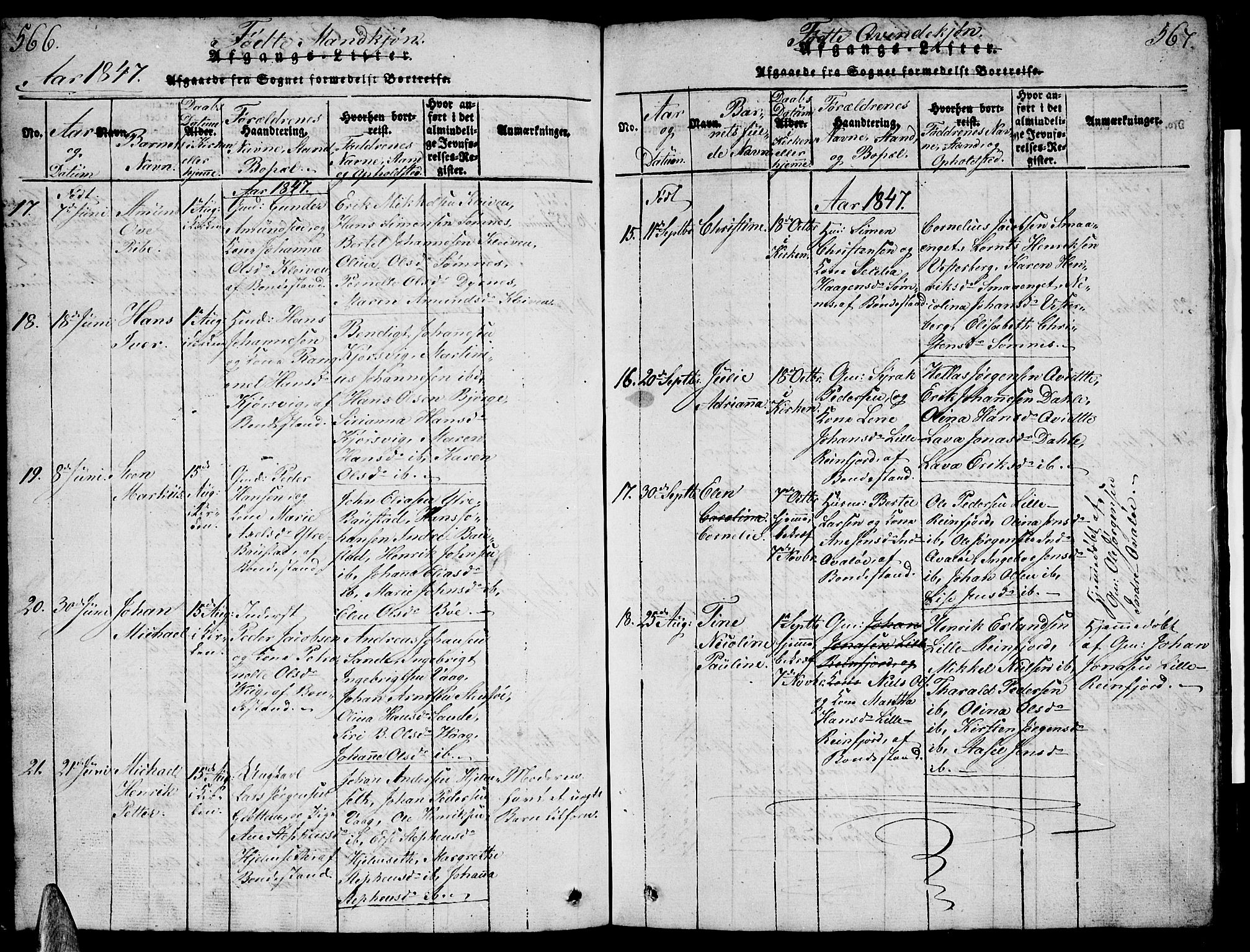 Ministerialprotokoller, klokkerbøker og fødselsregistre - Nordland, AV/SAT-A-1459/812/L0186: Klokkerbok nr. 812C04, 1820-1849, s. 566-567