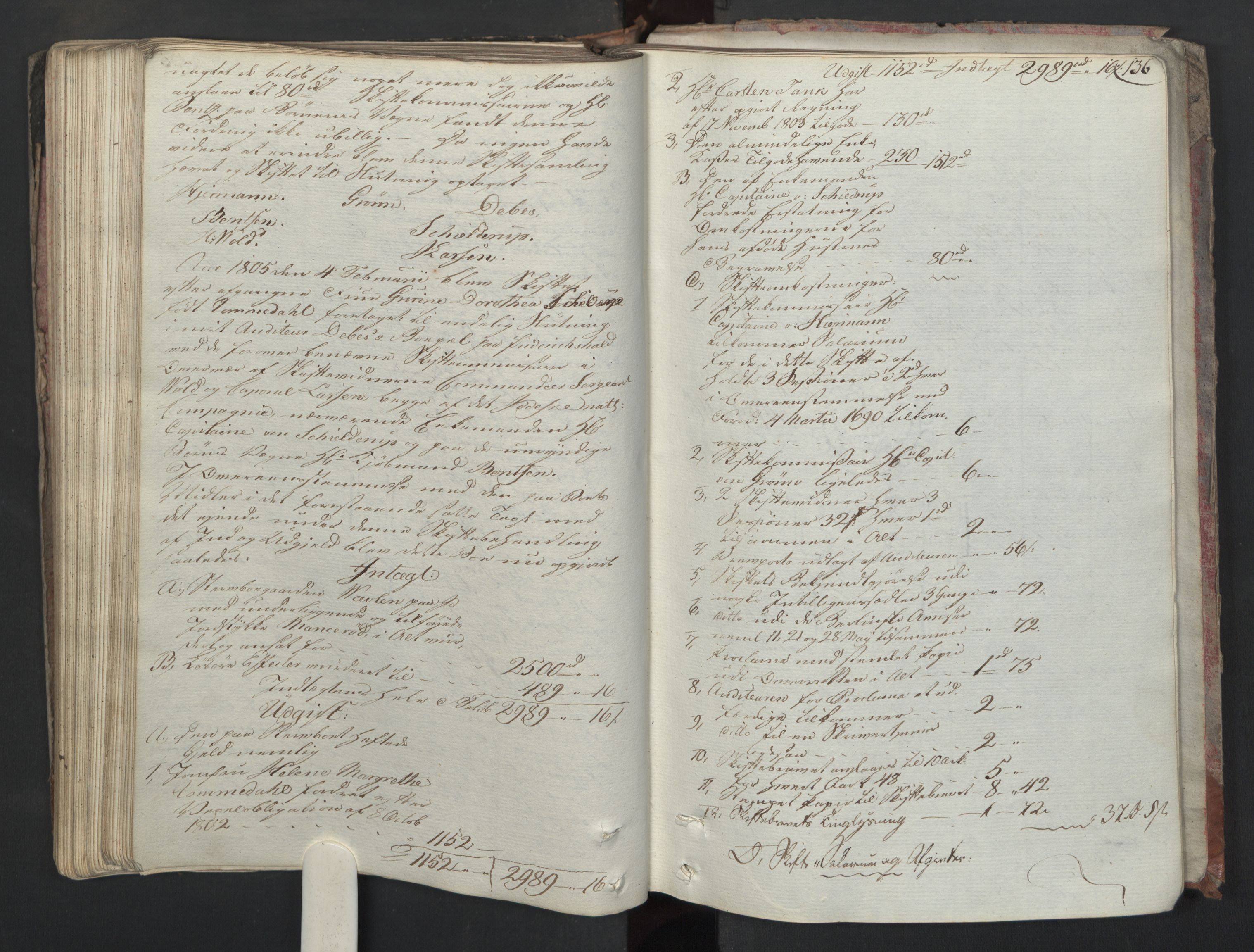 Forsvaret, Generalauditøren, AV/RA-RAFA-1772/F/Fj/Fjc/L0009: Skifteprotokol for det søndenfjeldske inf. reg.s nationale batailloner, 1789-1807, s. 135b-136a