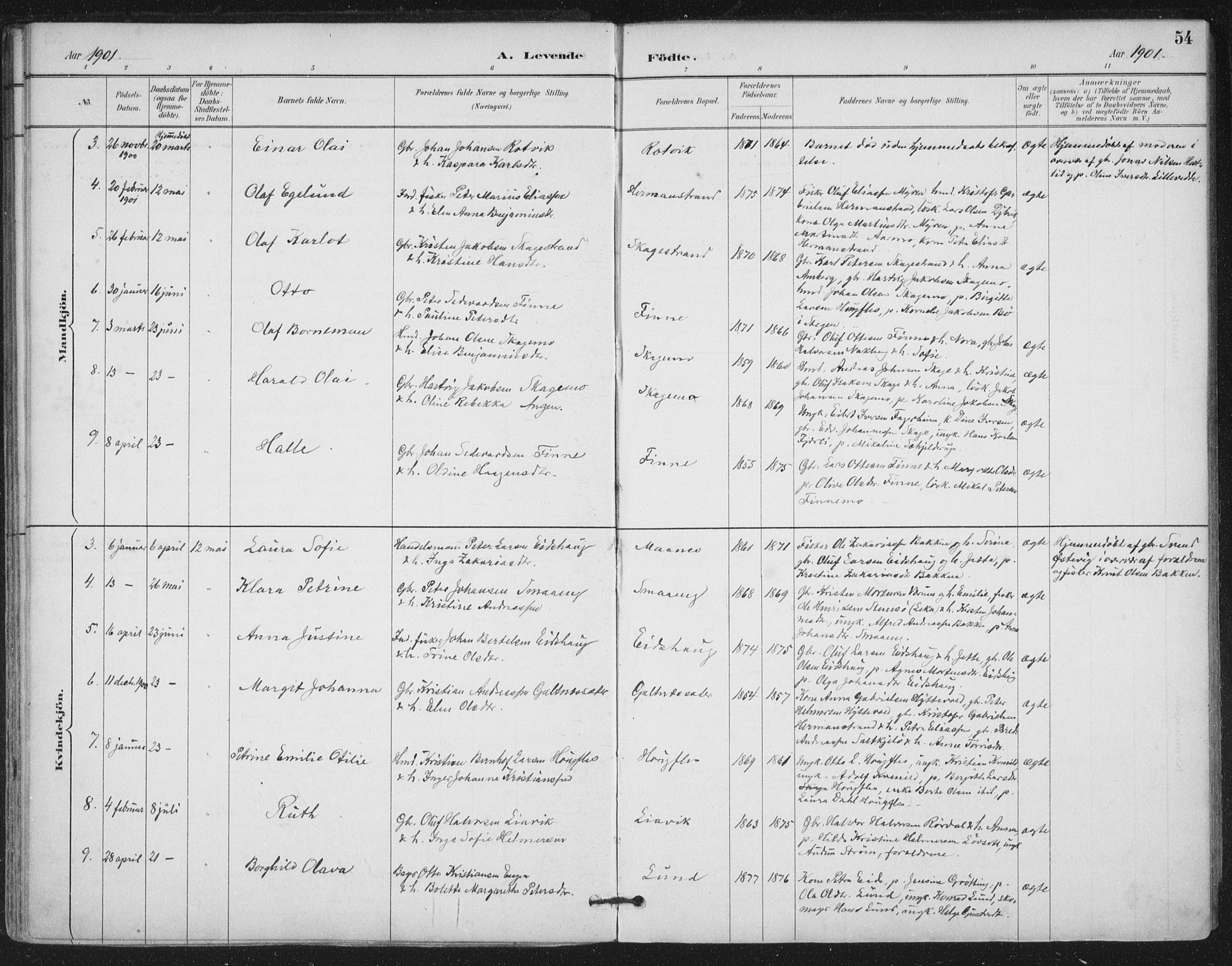 Ministerialprotokoller, klokkerbøker og fødselsregistre - Nord-Trøndelag, SAT/A-1458/780/L0644: Ministerialbok nr. 780A08, 1886-1903, s. 54