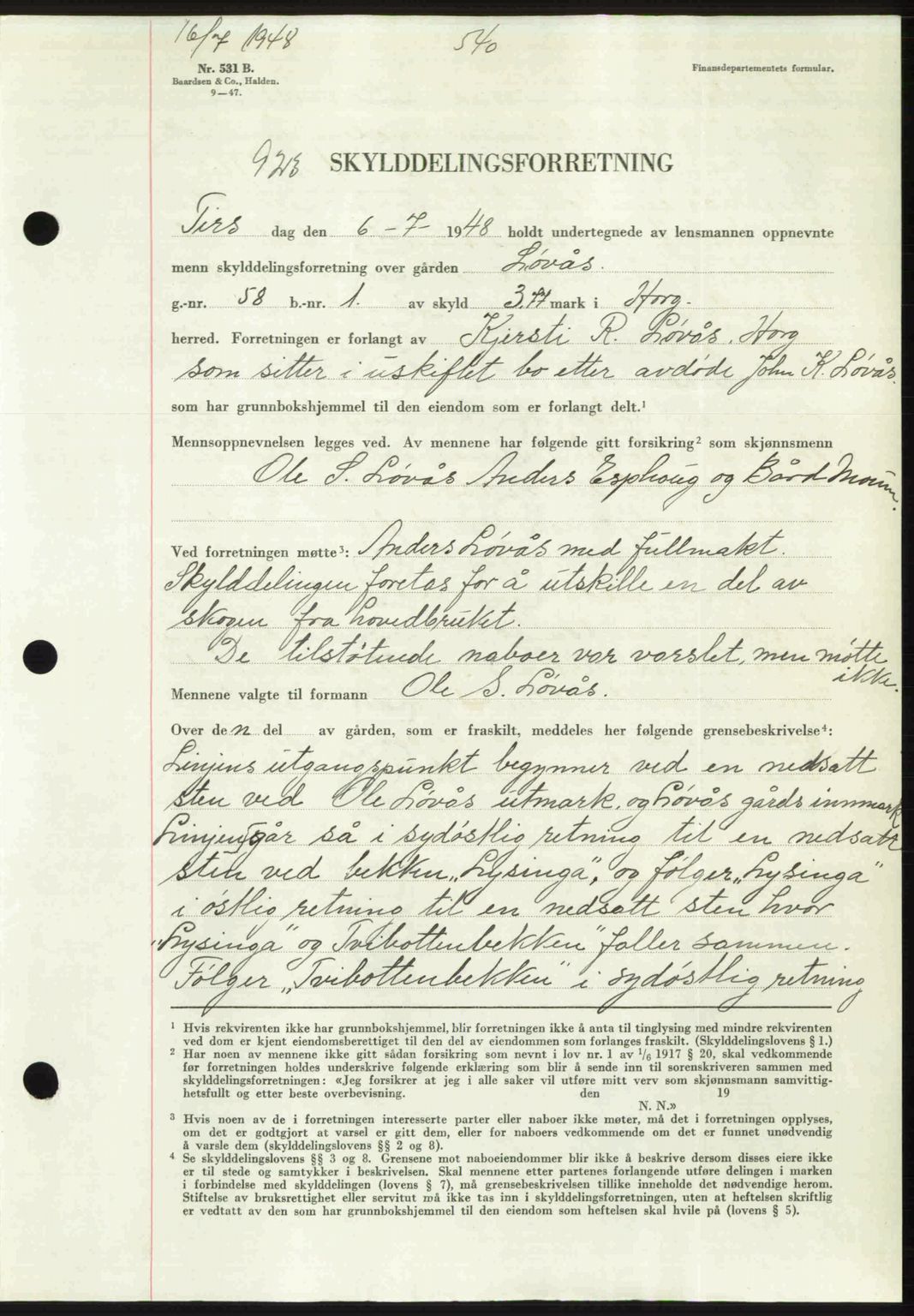 Gauldal sorenskriveri, SAT/A-0014/1/2/2C: Pantebok nr. A6, 1948-1948, Dagboknr: 923/1948