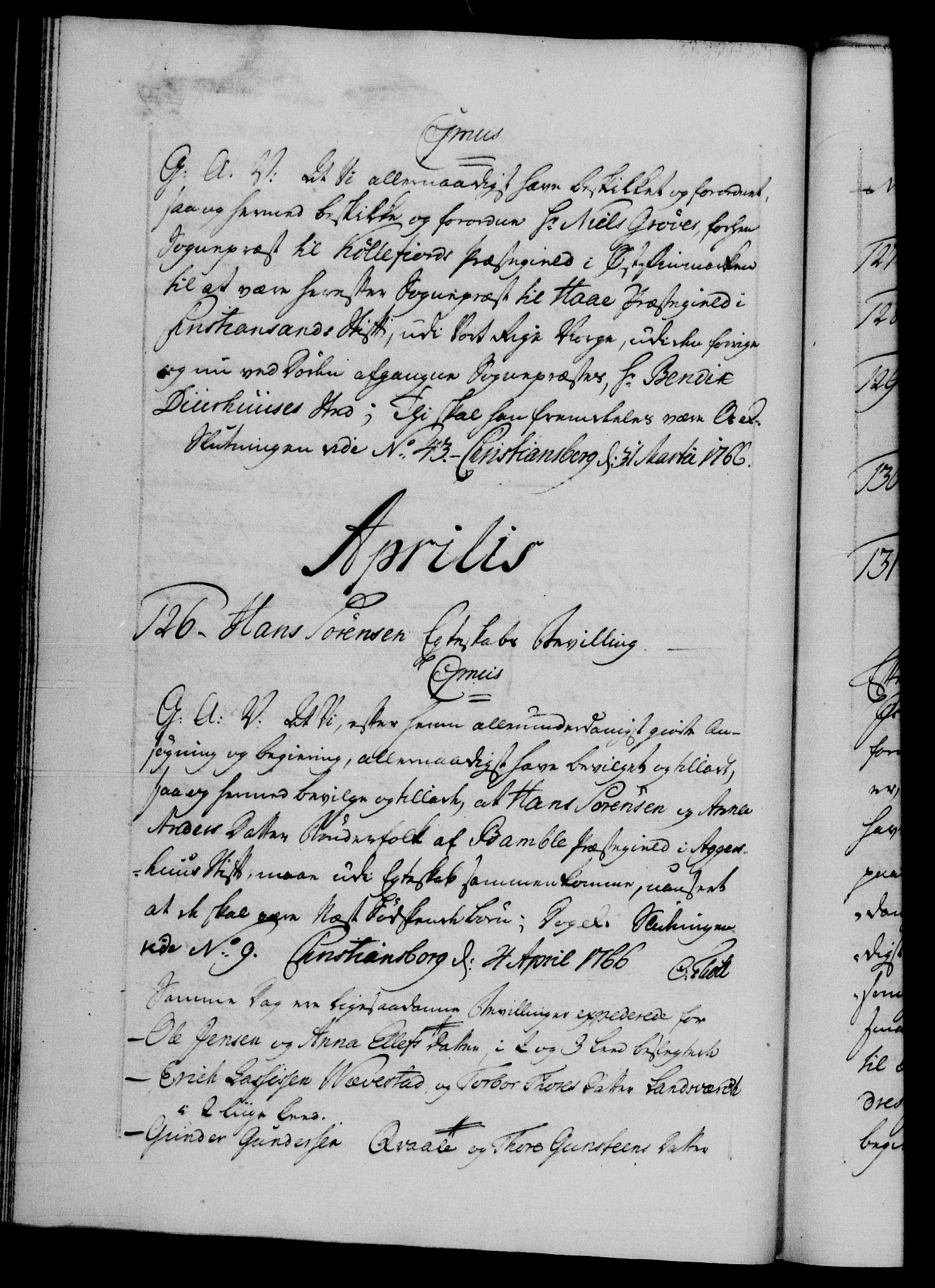 Danske Kanselli 1572-1799, RA/EA-3023/F/Fc/Fca/Fcaa/L0043: Norske registre, 1766-1768, s. 39b