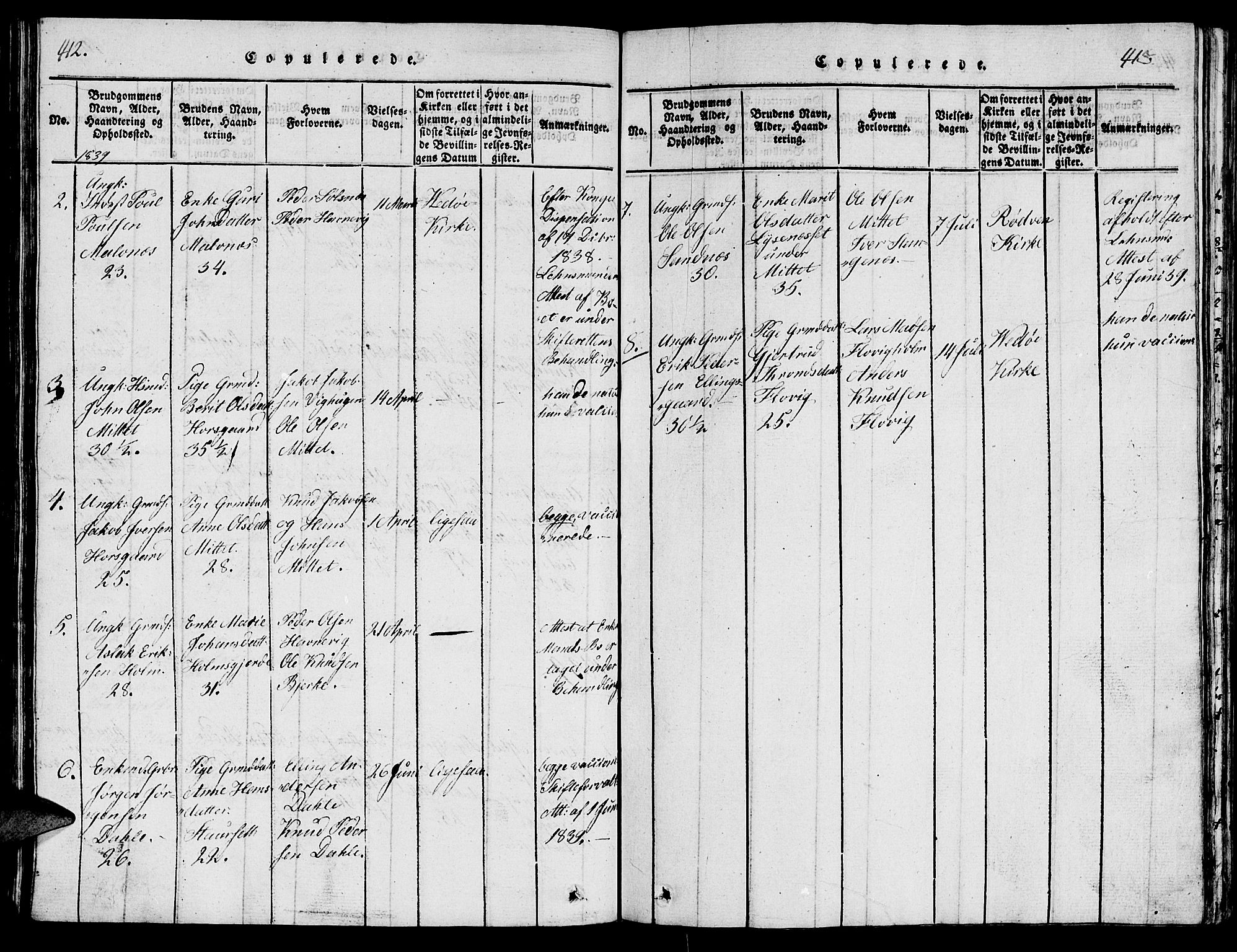 Ministerialprotokoller, klokkerbøker og fødselsregistre - Møre og Romsdal, AV/SAT-A-1454/547/L0610: Klokkerbok nr. 547C01, 1818-1839, s. 412-413