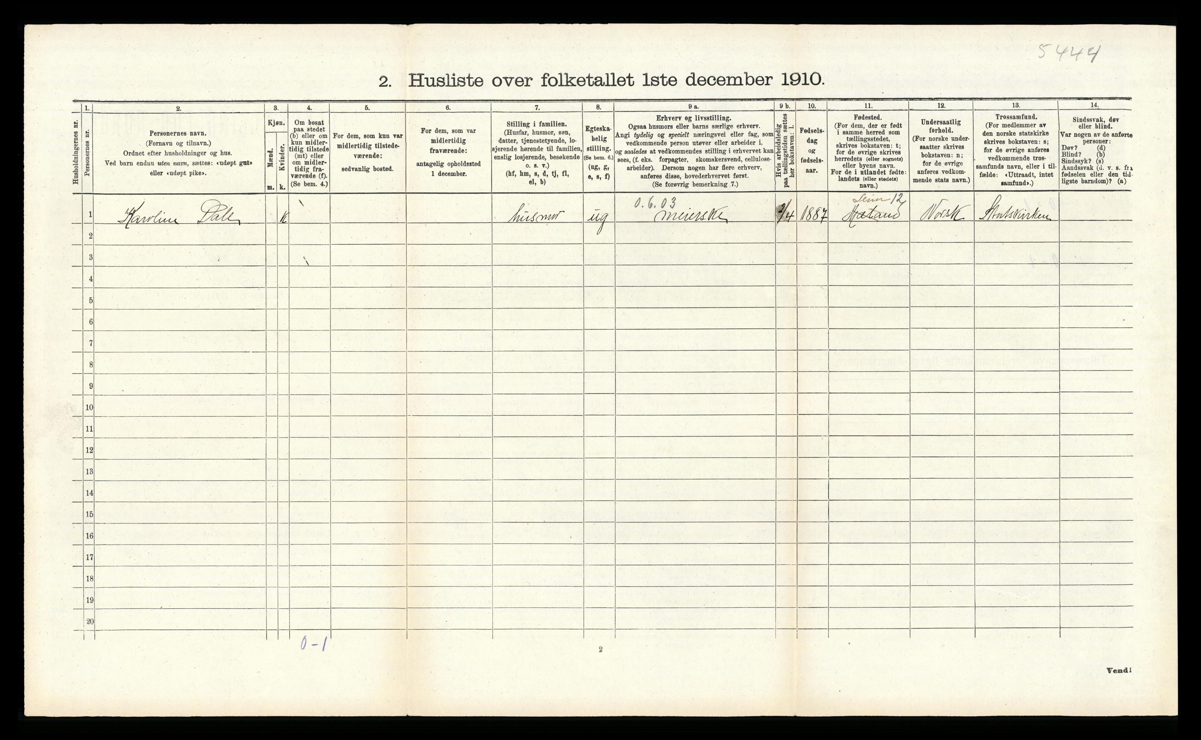 RA, Folketelling 1910 for 1250 Haus herred, 1910, s. 813