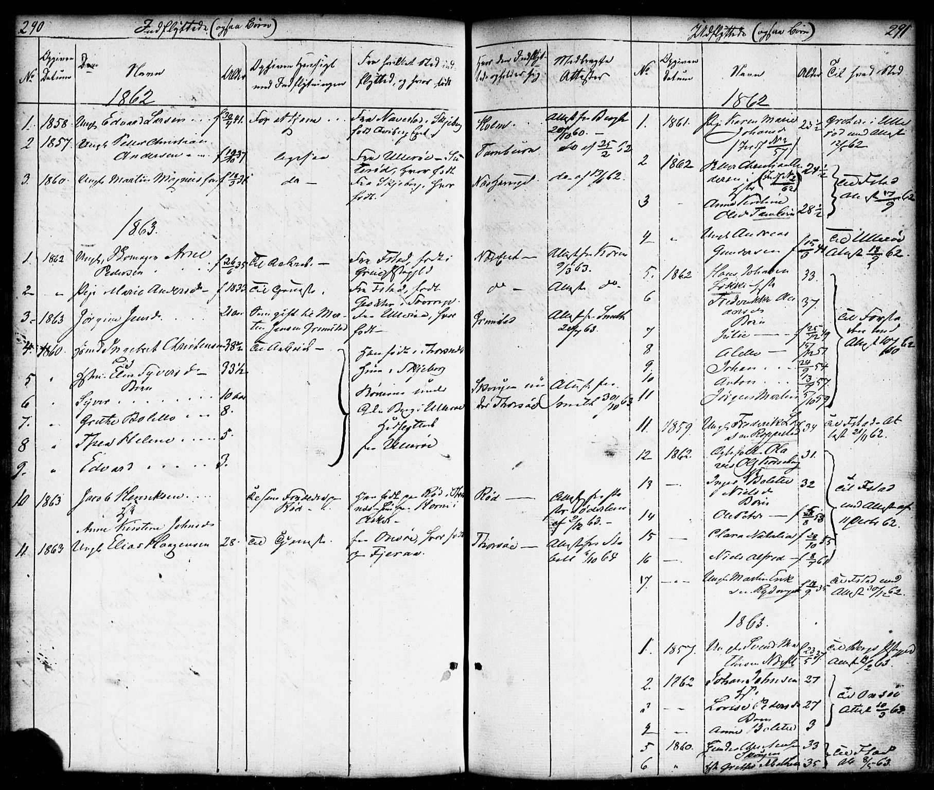 Borge prestekontor Kirkebøker, SAO/A-10903/F/Fb/L0002: Ministerialbok nr. II 2, 1853-1877, s. 290-291