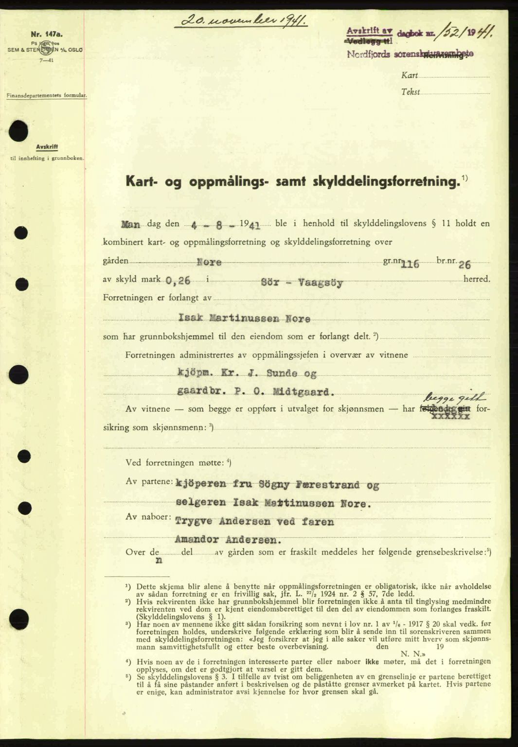Nordfjord sorenskriveri, SAB/A-2801/02/02b/02bj/L0007: Pantebok nr. A7, 1941-1943, Dagboknr: 1521/1941