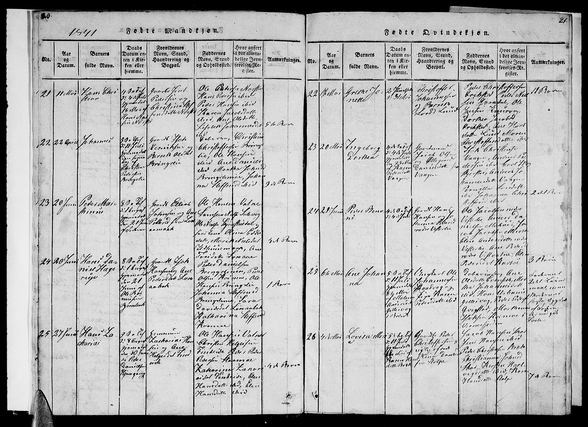 Ministerialprotokoller, klokkerbøker og fødselsregistre - Nordland, AV/SAT-A-1459/852/L0752: Klokkerbok nr. 852C03, 1840-1855, s. 20-21