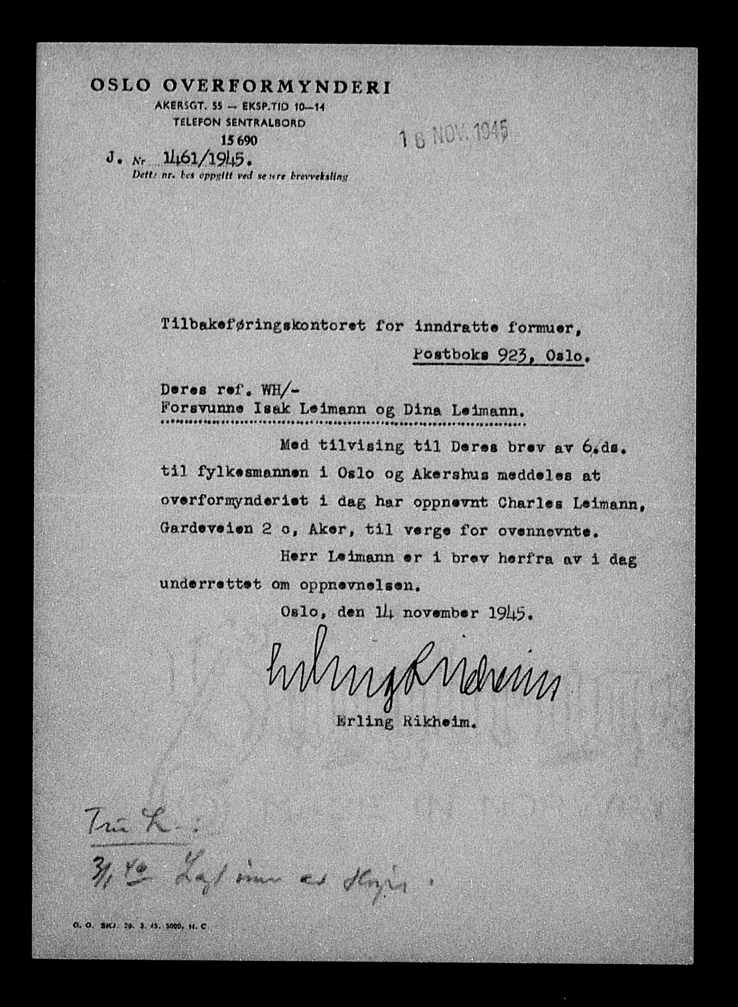 Justisdepartementet, Tilbakeføringskontoret for inndratte formuer, RA/S-1564/H/Hc/Hcc/L0955: --, 1945-1947, s. 539