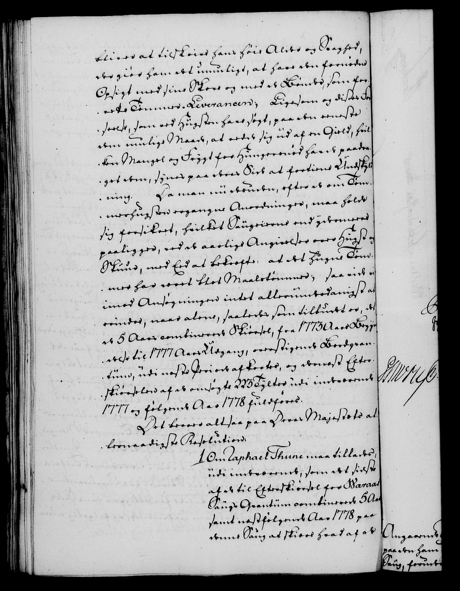 Rentekammeret, Kammerkanselliet, AV/RA-EA-3111/G/Gf/Gfa/L0059: Norsk relasjons- og resolusjonsprotokoll (merket RK 52.59), 1777, s. 256