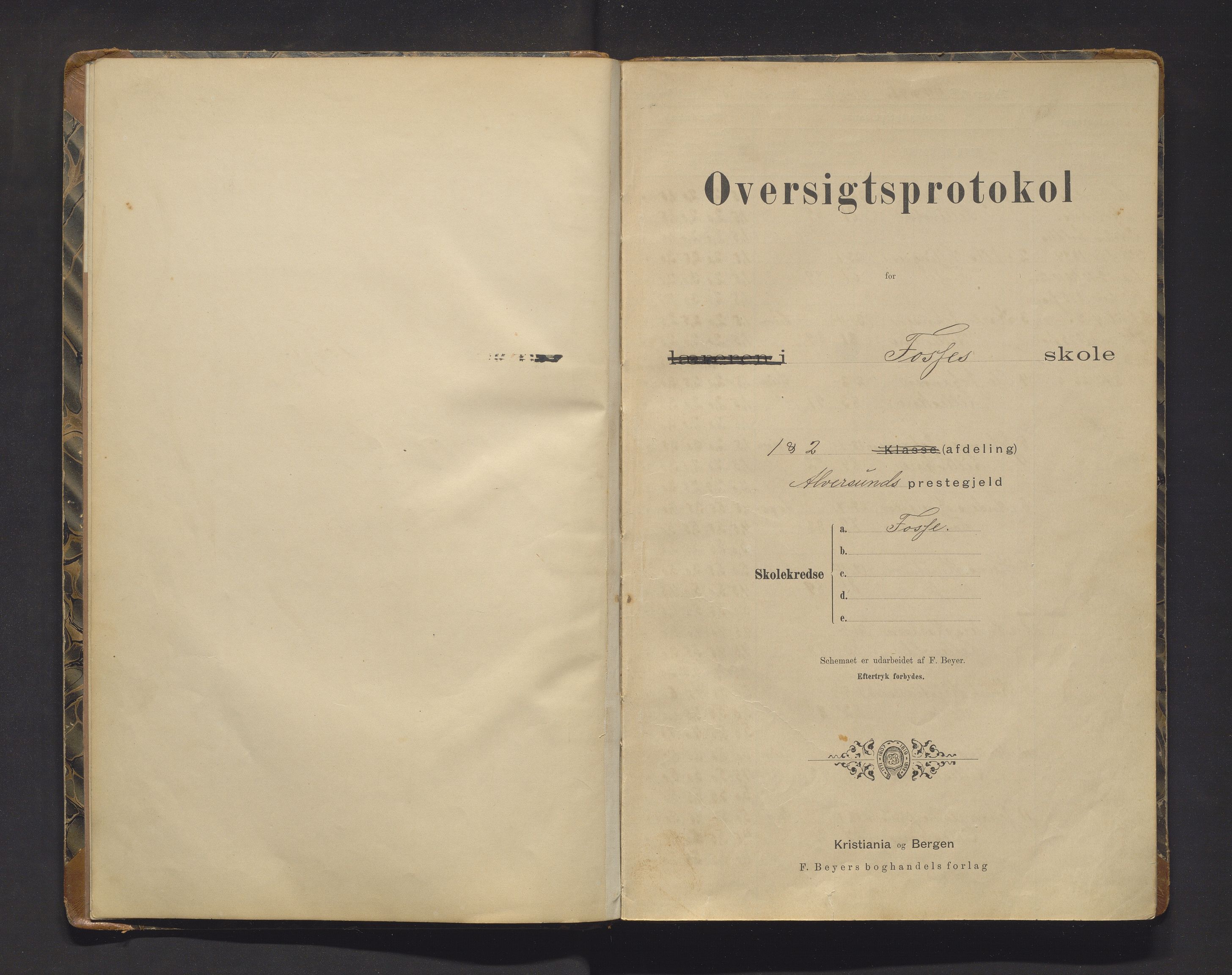 Alversund kommune. Barneskulane, IKAH/1257-231/F/Fa/L0006: Skuleprotokoll for Fosse skule 1. og 2. avdeling, 1894-1916