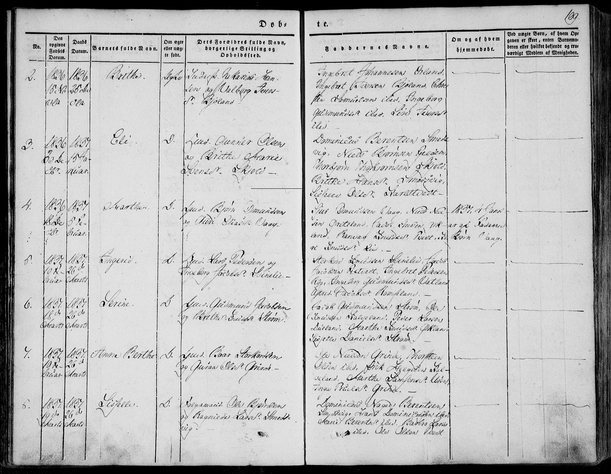 Skjold sokneprestkontor, SAST/A-101847/H/Ha/Haa/L0006: Ministerialbok nr. A 6.1, 1835-1858, s. 109