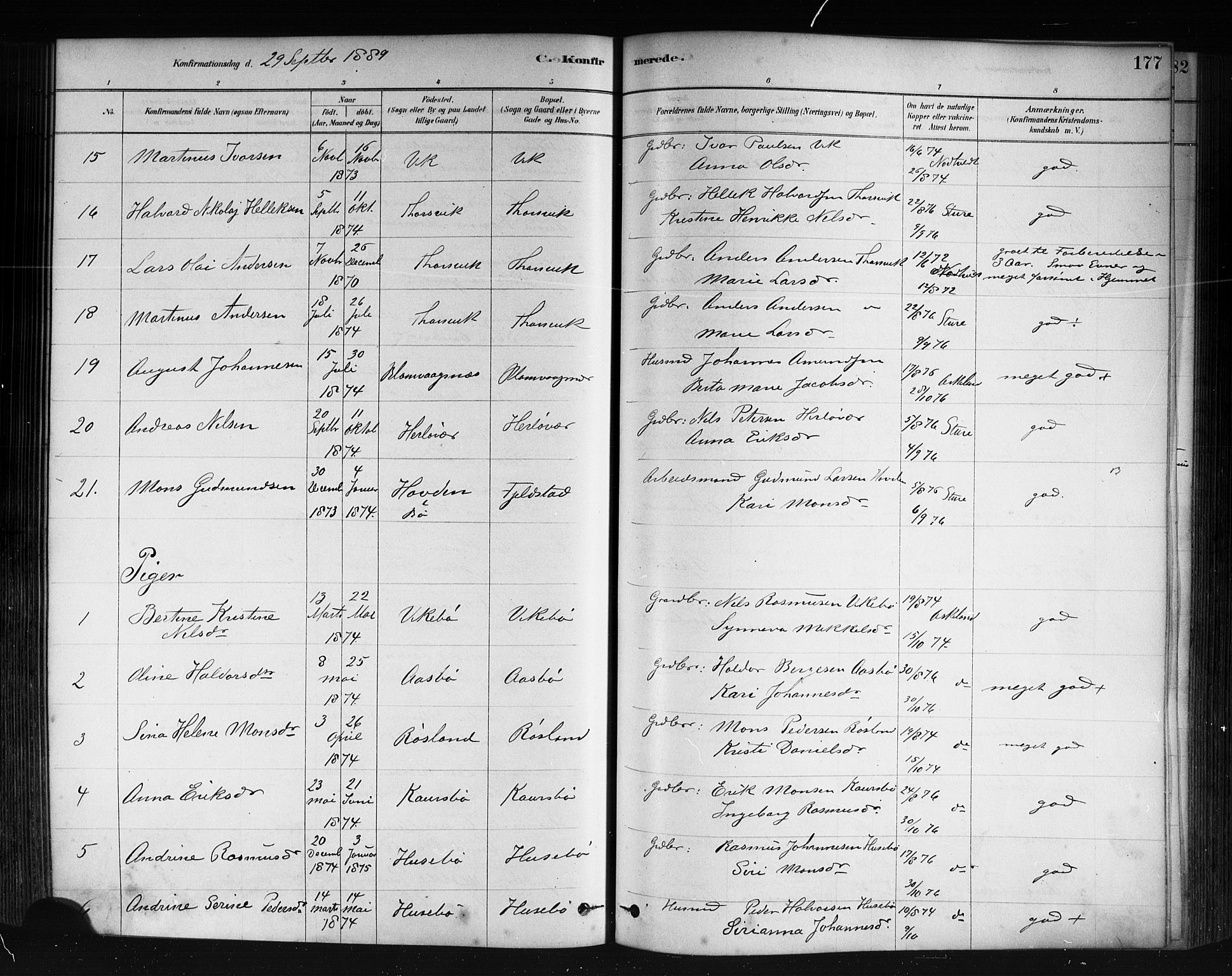 Herdla Sokneprestembete, AV/SAB-A-75701/H/Haa: Ministerialbok nr. A 3, 1878-1890, s. 177