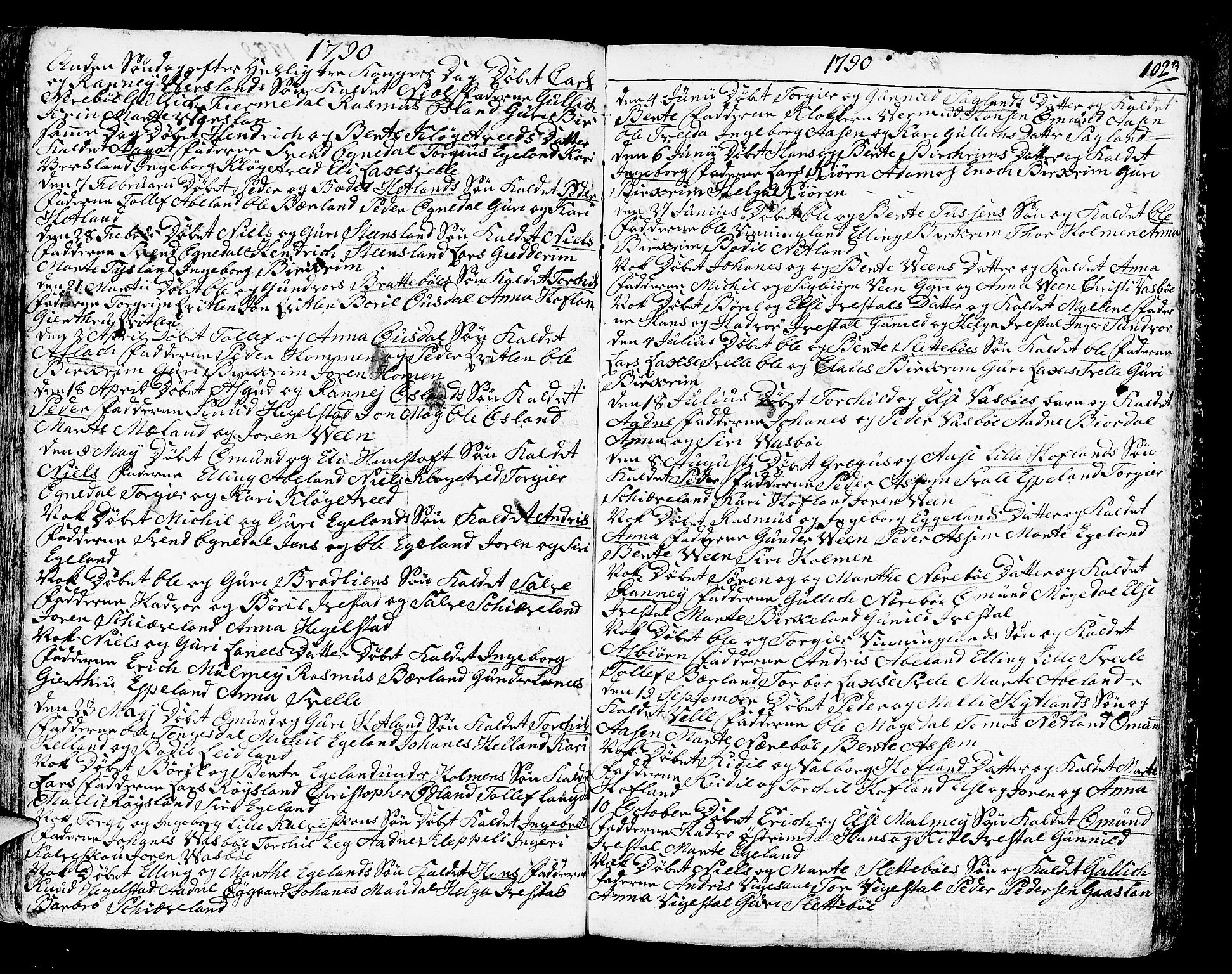 Helleland sokneprestkontor, SAST/A-101810: Ministerialbok nr. A 2 /2, 1762-1791, s. 102