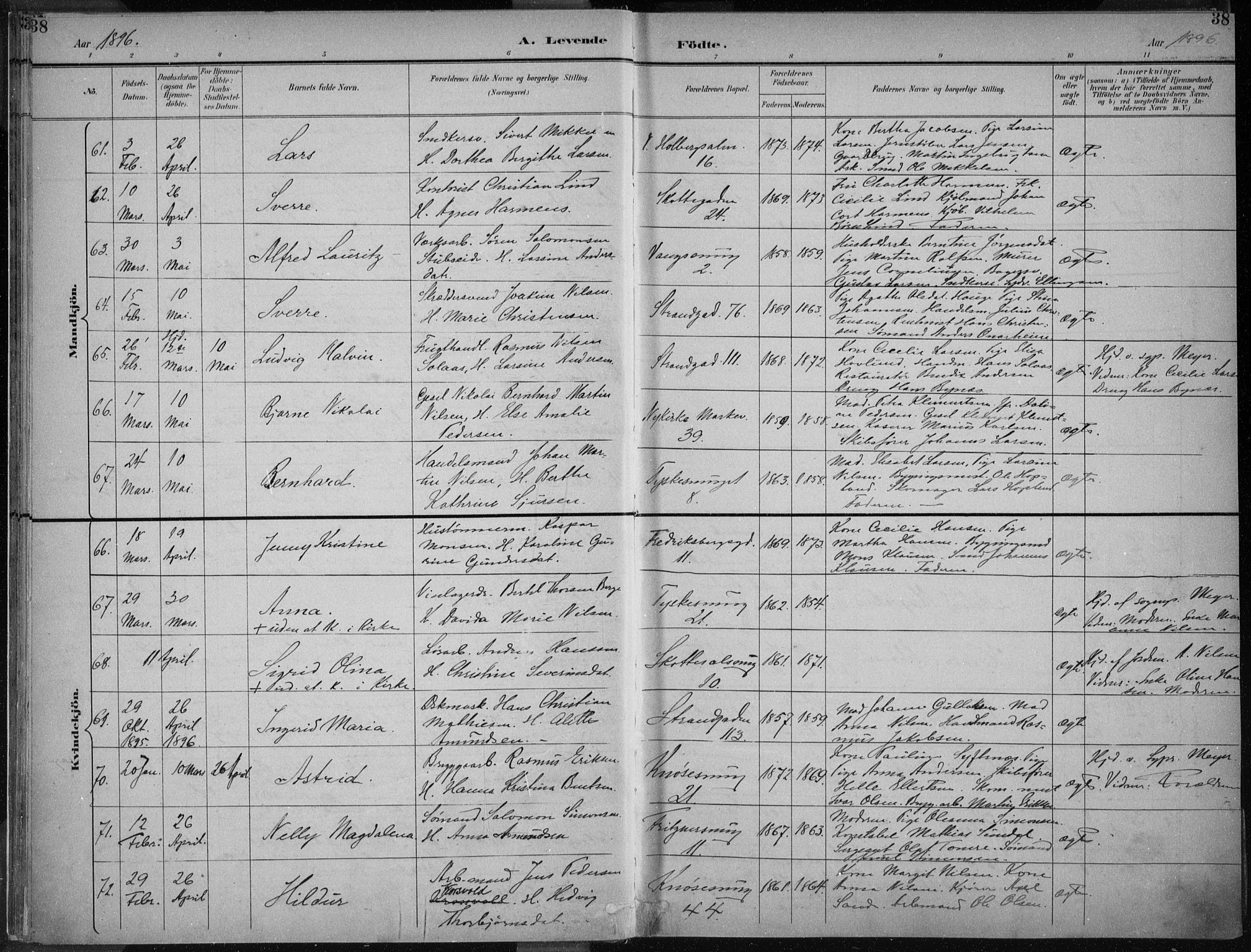 Nykirken Sokneprestembete, AV/SAB-A-77101/H/Haa/L0018: Ministerialbok nr. B 6, 1895-1903, s. 38
