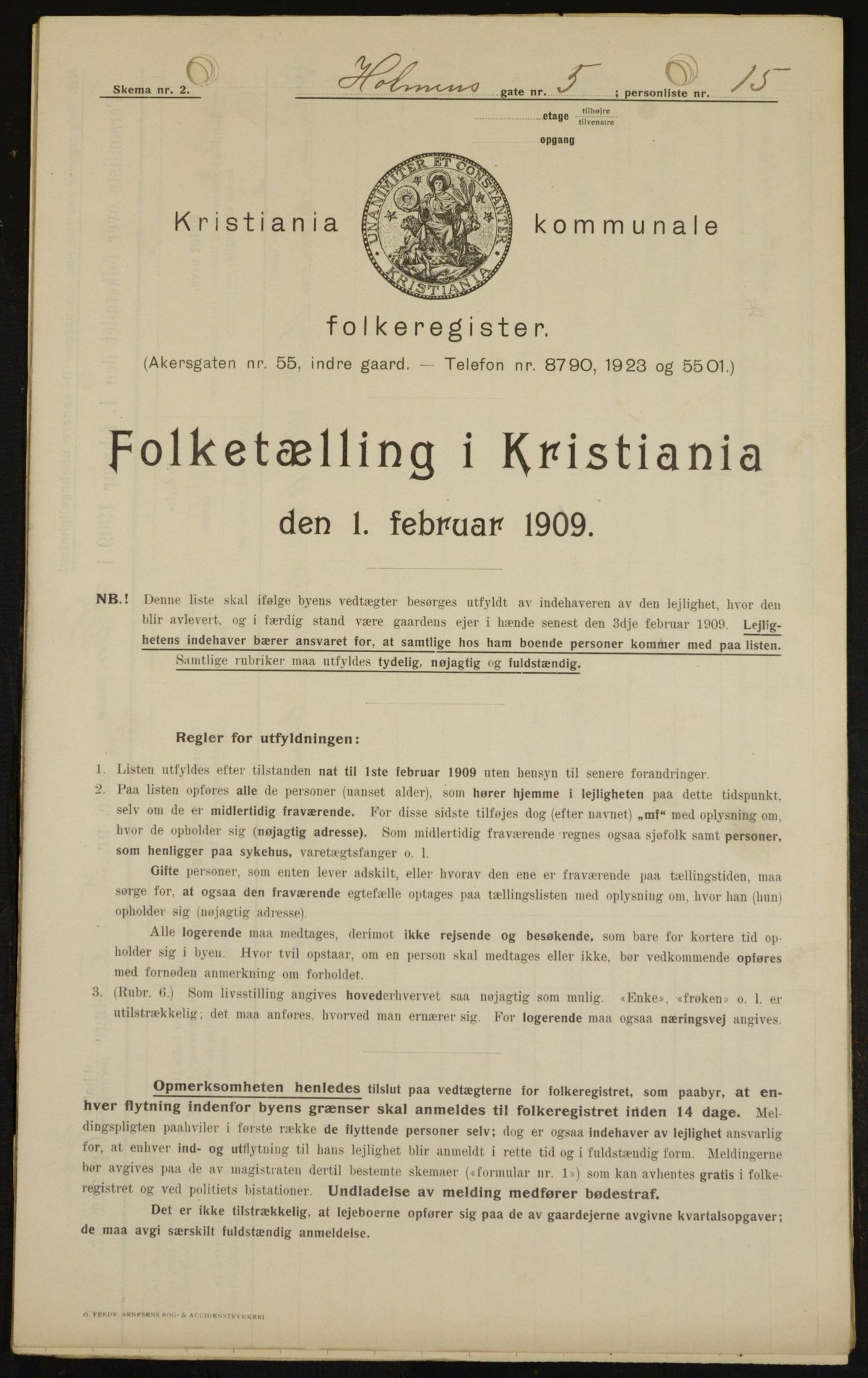 OBA, Kommunal folketelling 1.2.1909 for Kristiania kjøpstad, 1909, s. 37034