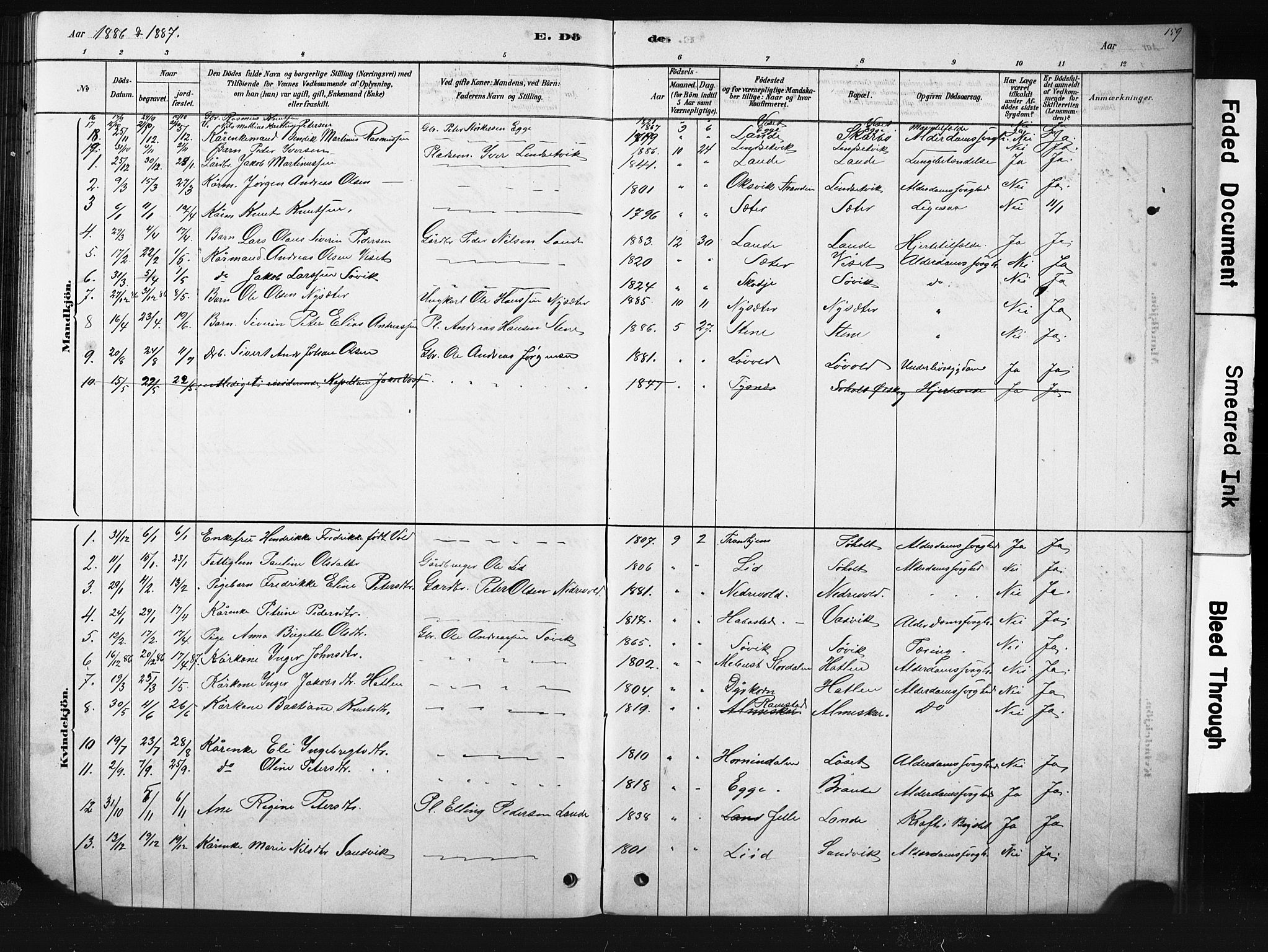 Ministerialprotokoller, klokkerbøker og fødselsregistre - Møre og Romsdal, SAT/A-1454/522/L0326: Klokkerbok nr. 522C05, 1878-1890, s. 159