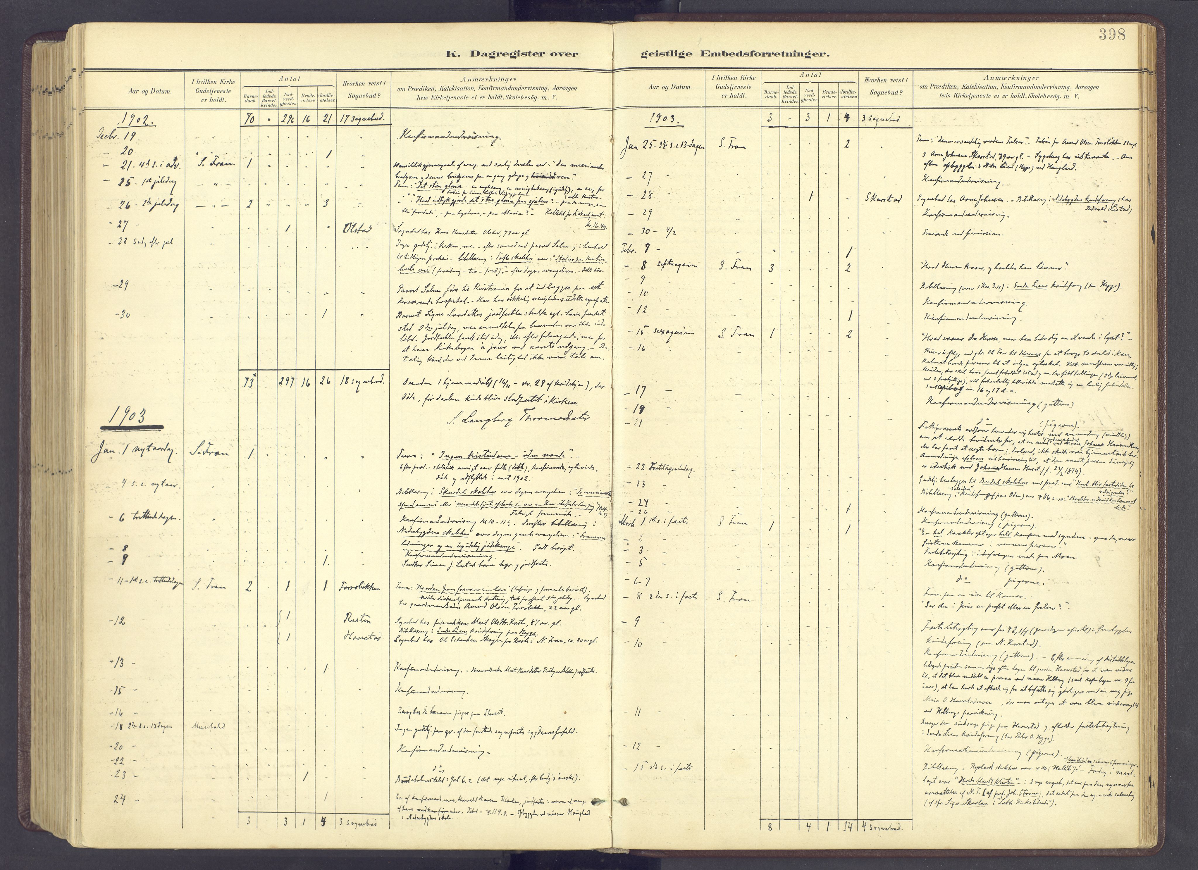 Sør-Fron prestekontor, AV/SAH-PREST-010/H/Ha/Haa/L0004: Ministerialbok nr. 4, 1898-1919, s. 398