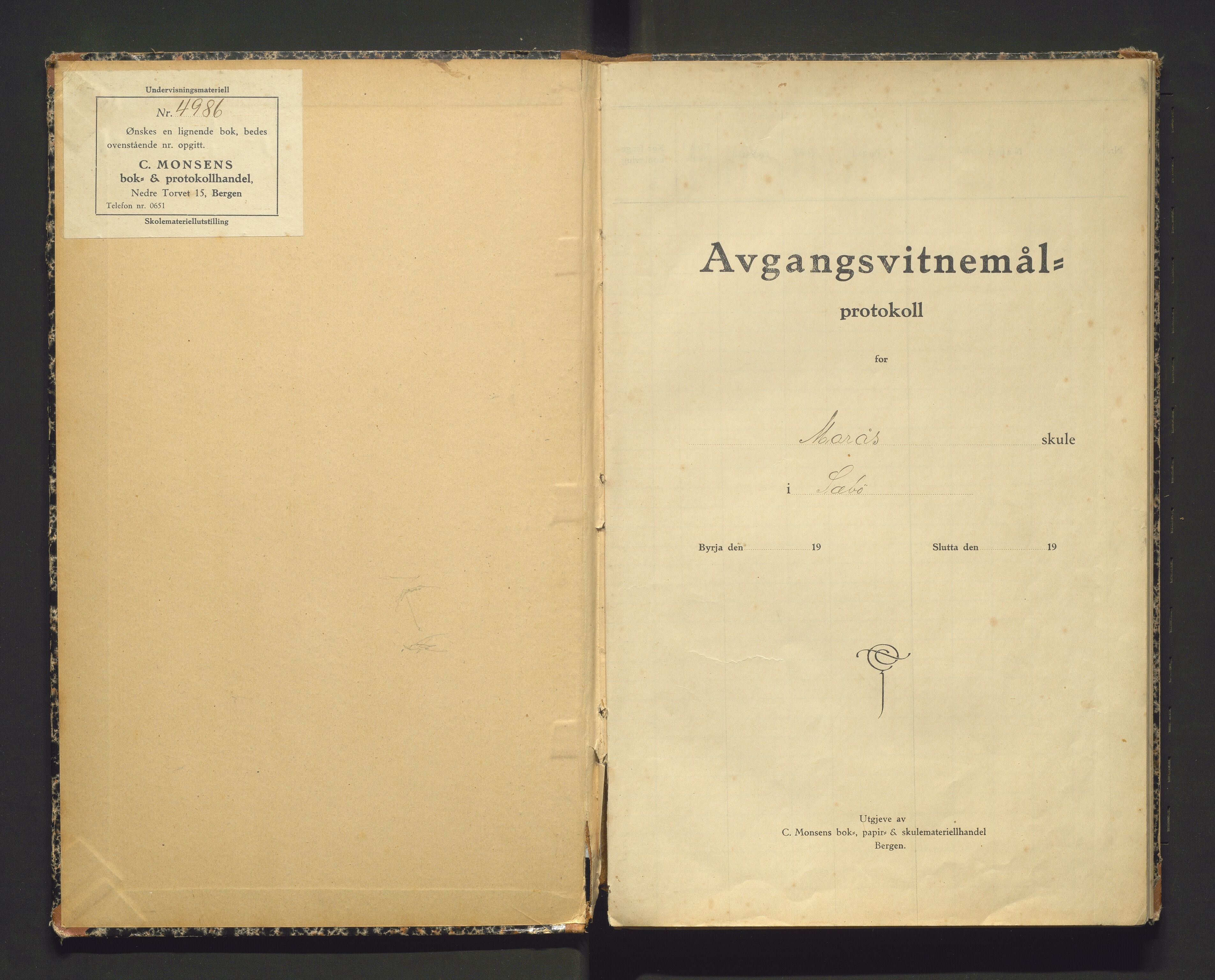 Sæbø kommune. Barneskulane, IKAH/1262-231/F/Fb/L0001: Avgangsvitnemålprotokoll for Marås skule, 1925-1962