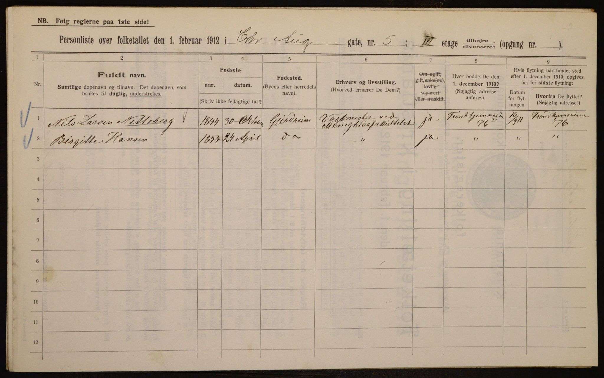 OBA, Kommunal folketelling 1.2.1912 for Kristiania, 1912, s. 54213