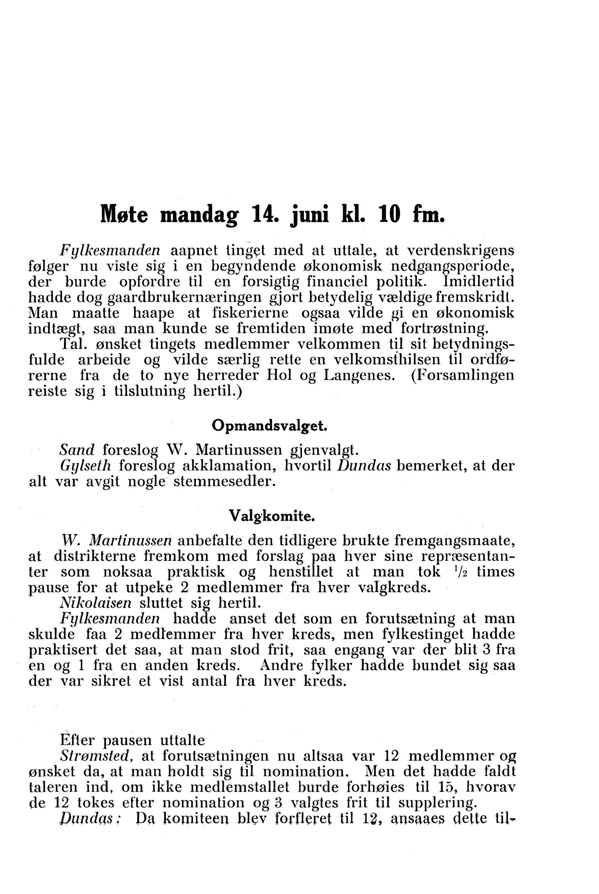 Nordland Fylkeskommune. Fylkestinget, AIN/NFK-17/176/A/Ac/L0043: Fylkestingsforhandlinger 1920, 1920