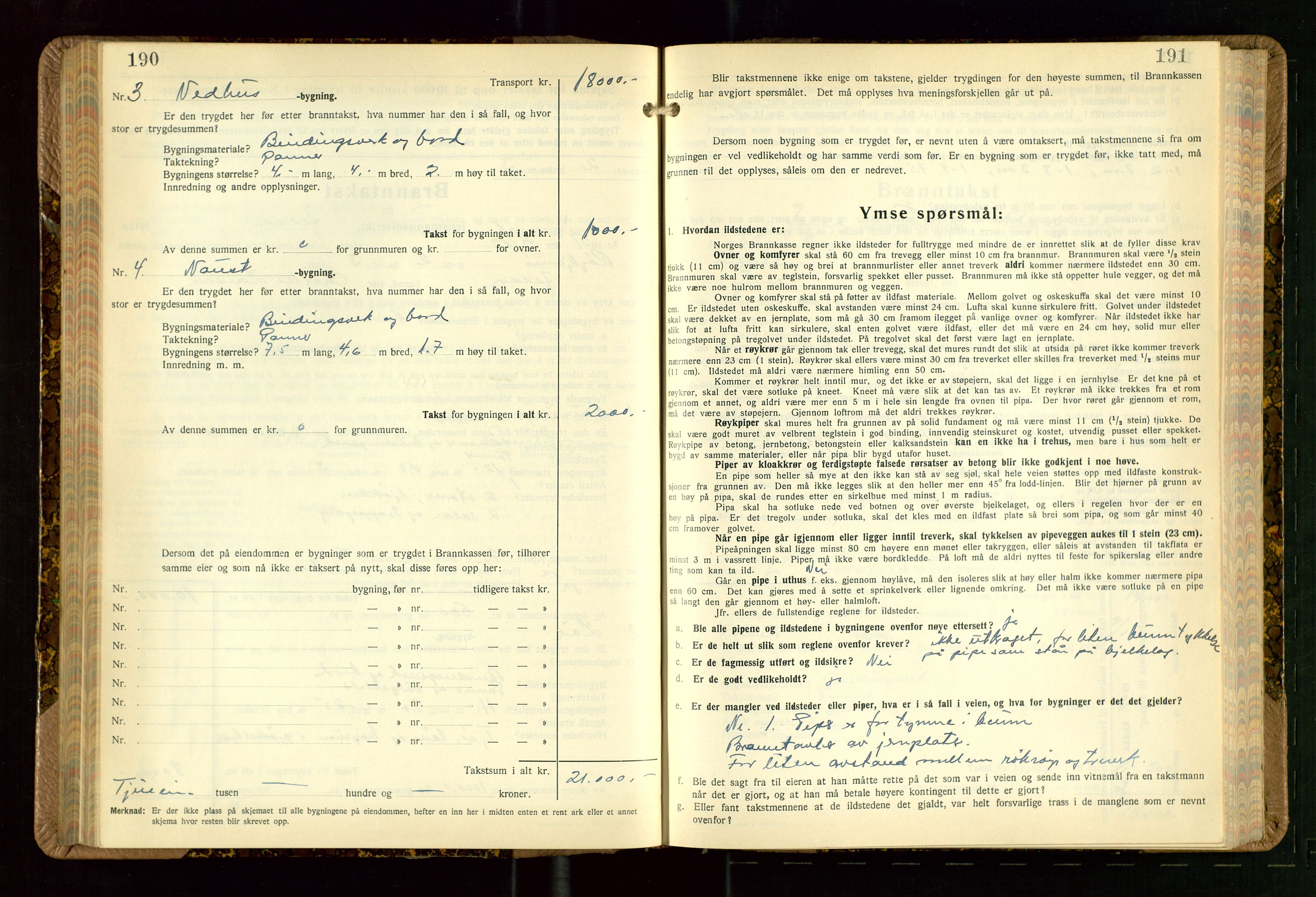 Jelsa lensmannskontor, AV/SAST-A-100360/Gob/L0003: "Branntakstprotokoll", 1942-1955, s. 190-191